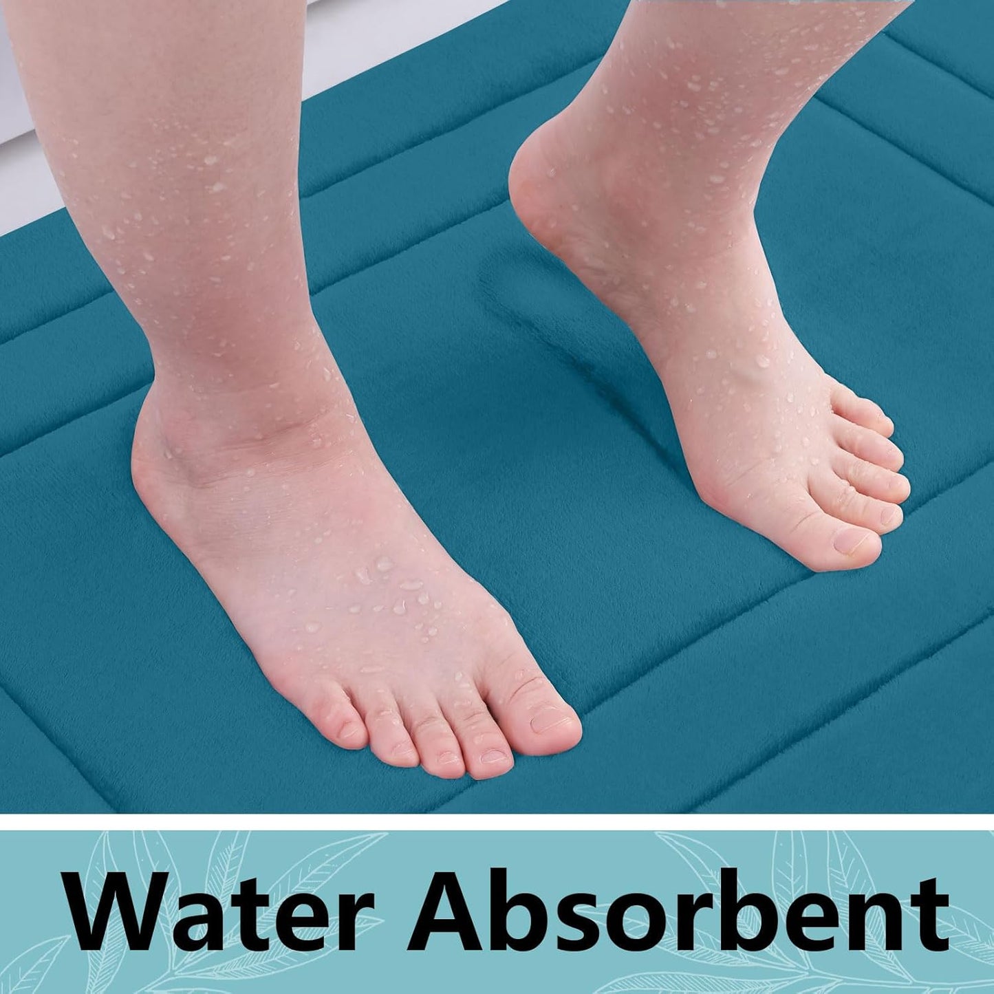 Arotive Memory Foam Bathroom Rug Mat 59x24, Ultra Soft and Absorbent Bath Mat, Machine Wash Dry, Comfortable Bath Rug Carpet for Bathroom Floor, Tub and Shower, Peacock Blue