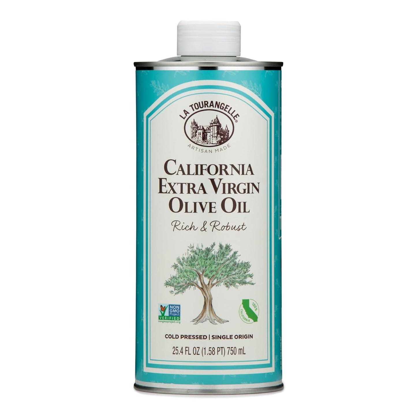 La Tourangelle California Extra Virgin Olive Oil, Cold-Pressed High Antioxidant Olives Single Origin from California, 25.4 Fl Oz