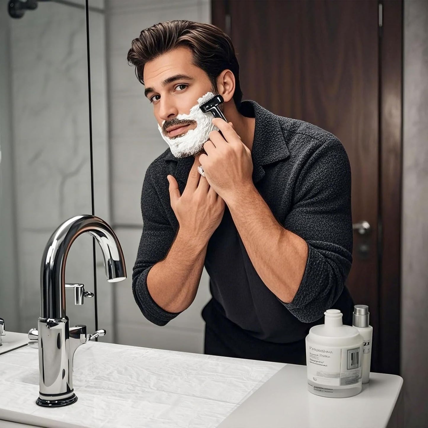 Beard Hair Catcher for Sink Beard Bib Disposable Beard Catcher for Shaving Sink Cover for Shaving & Trimming Clear Stop Worrying About Cleaning (Clear 100 PCS)