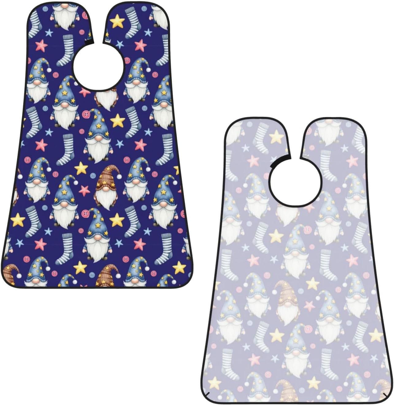 Strong Suction Cup Beard Grooming Bib, Non-Stick Hair Catcher, Waterproof, for Shaving, Watercolor Cute Gnomes Dark Blue