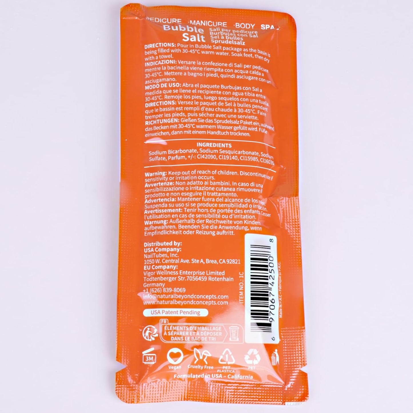 Pedicure Kit Foot Soak Set: Bubble Salt, Sugar Scrub, Massage Mask, Massage Lotion in a Box, 4 Step Foot Spa Kit for Dry Feet, Softens Calluses, Soothes Sore and Tired Feet (Mango)