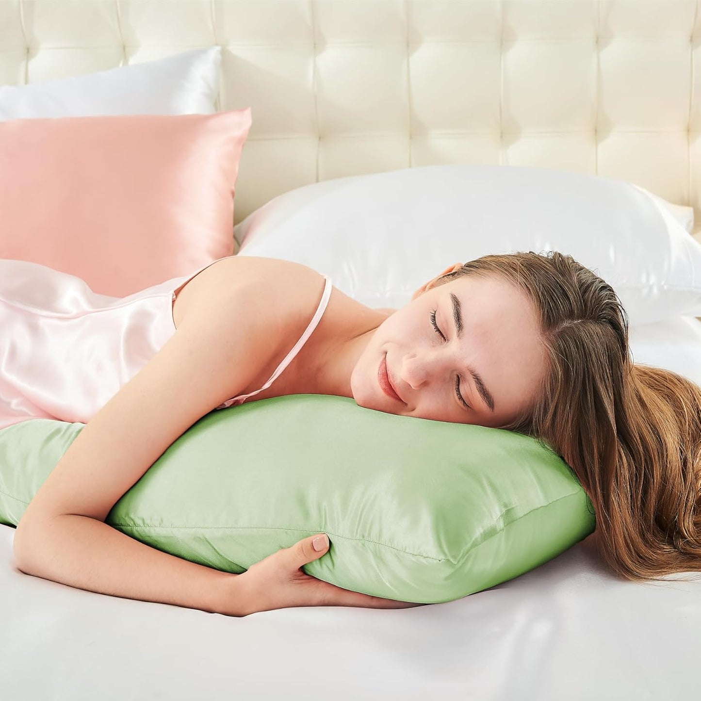 BEDELITE Satin Body Pillow Cover 2 Pack, Super Soft and Cooling Body Pillow Pillowcase for Hair and Skin, Breathable Silky Full Long Pillowcase Cover(20"x54", Gleam)