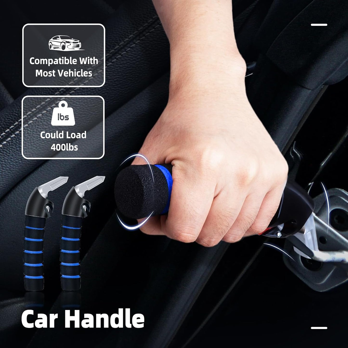 Car Handle Assist for Elderly Car Door Handle, Mobility Car Assist Transfer Support Handle, Multifunction Automotive Grab Handles, Aids for Disabled and Elderly（2Pack, Blue）
