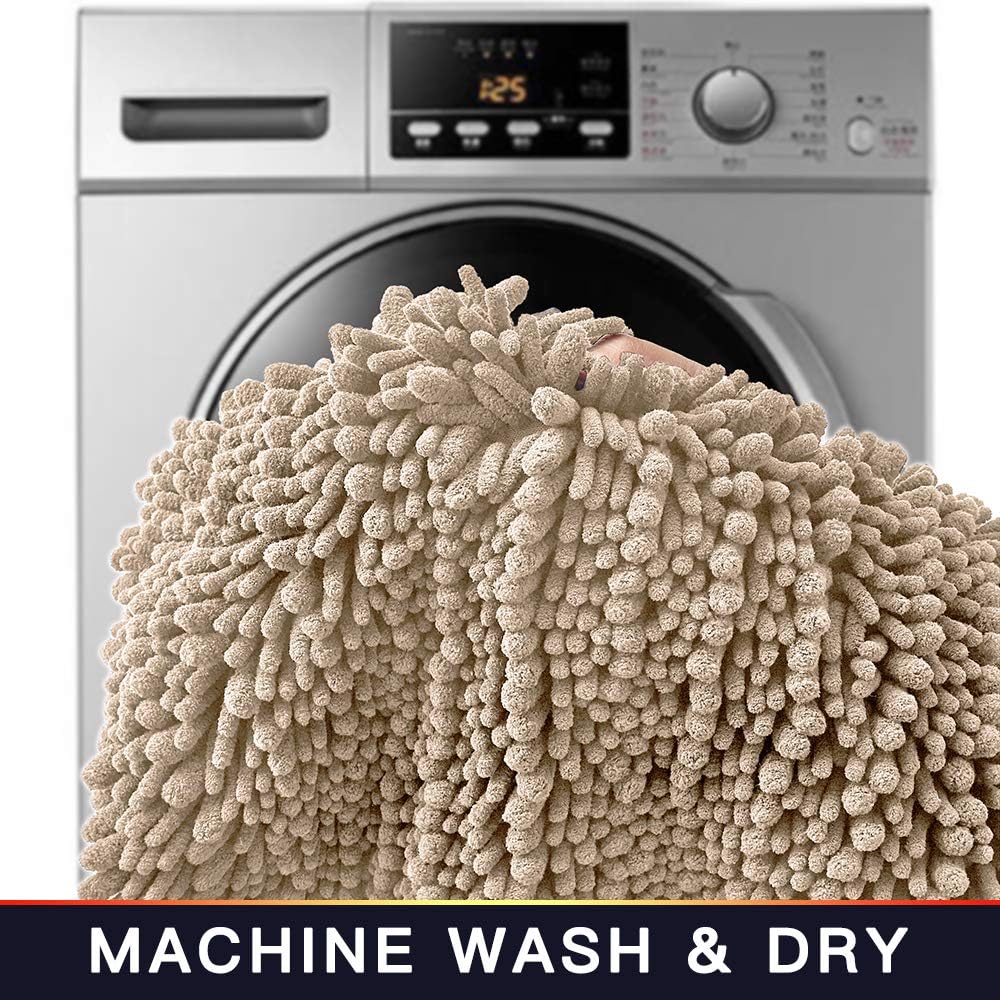 Walensee Bathroom Rug Non Slip Bath Mat (36x24 Inch Beige) Water Absorbent Super Soft Shaggy Machine Washable Dry Extra Thick Perfect Absorbant Best Large Plush Carpet for Shower Floor