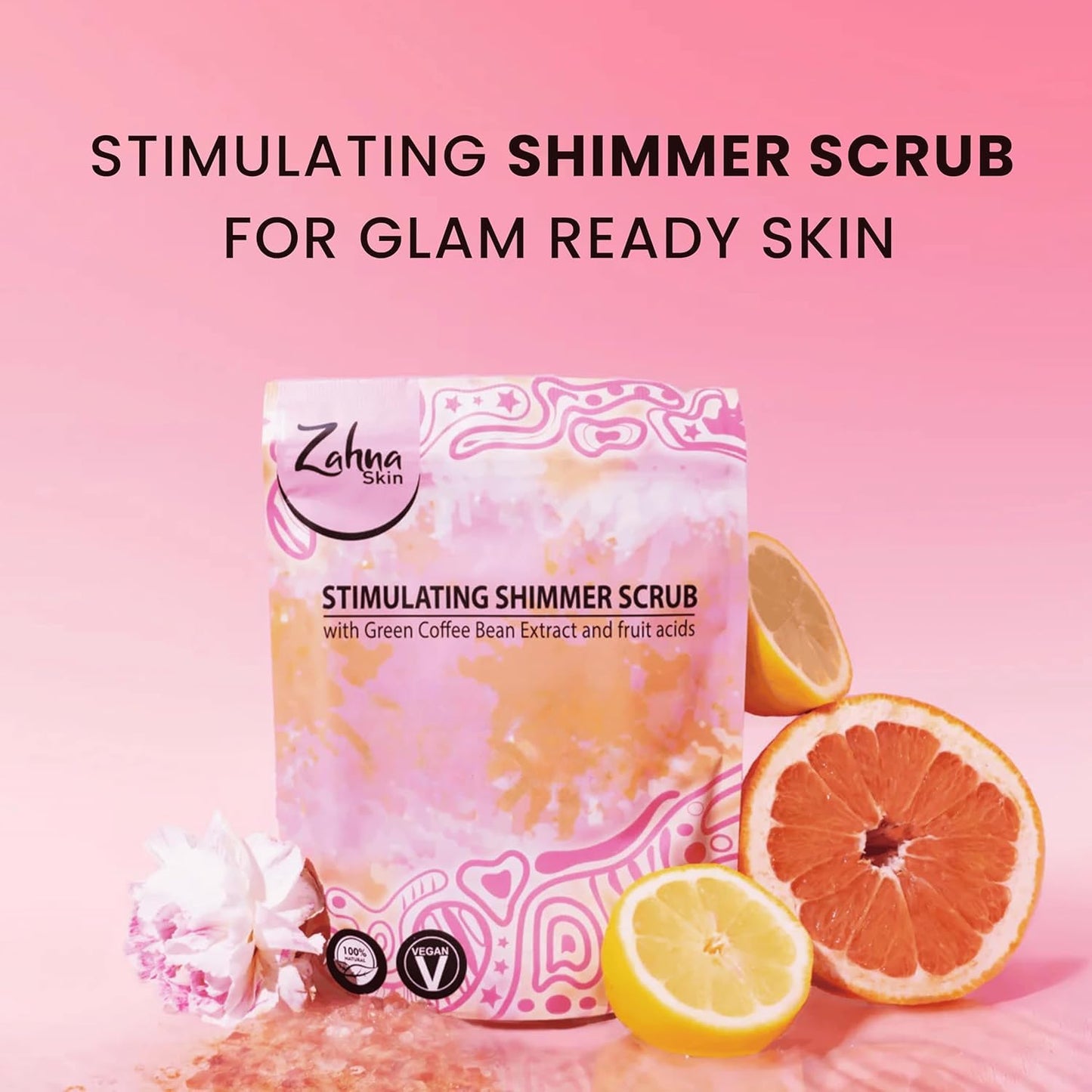 Pink Himalayan Exfoliating Body Scrub for Women – 100% Organic & Vegan, Salt Scrub Exfoliator for All Skin Types, Natural Body Exfoliating Scrub for Shower & Bath, Pink Salt Body Scrub