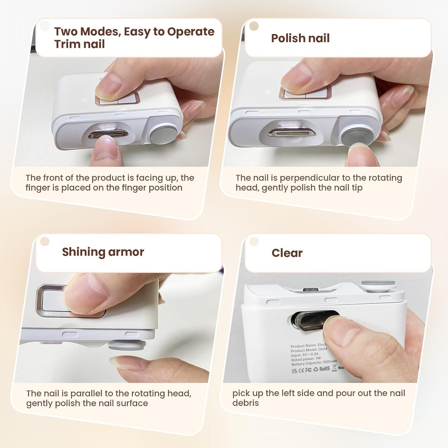 Electric Nail Clipper,Automatic Nail Clipper,Rechargeable 2 Speed Nail Clippers Set,45DB Nail Kit,LED Light Electric Nail Clippers for Kids,Adults,Seniors,2 in 1Design Manicure Set Portable White