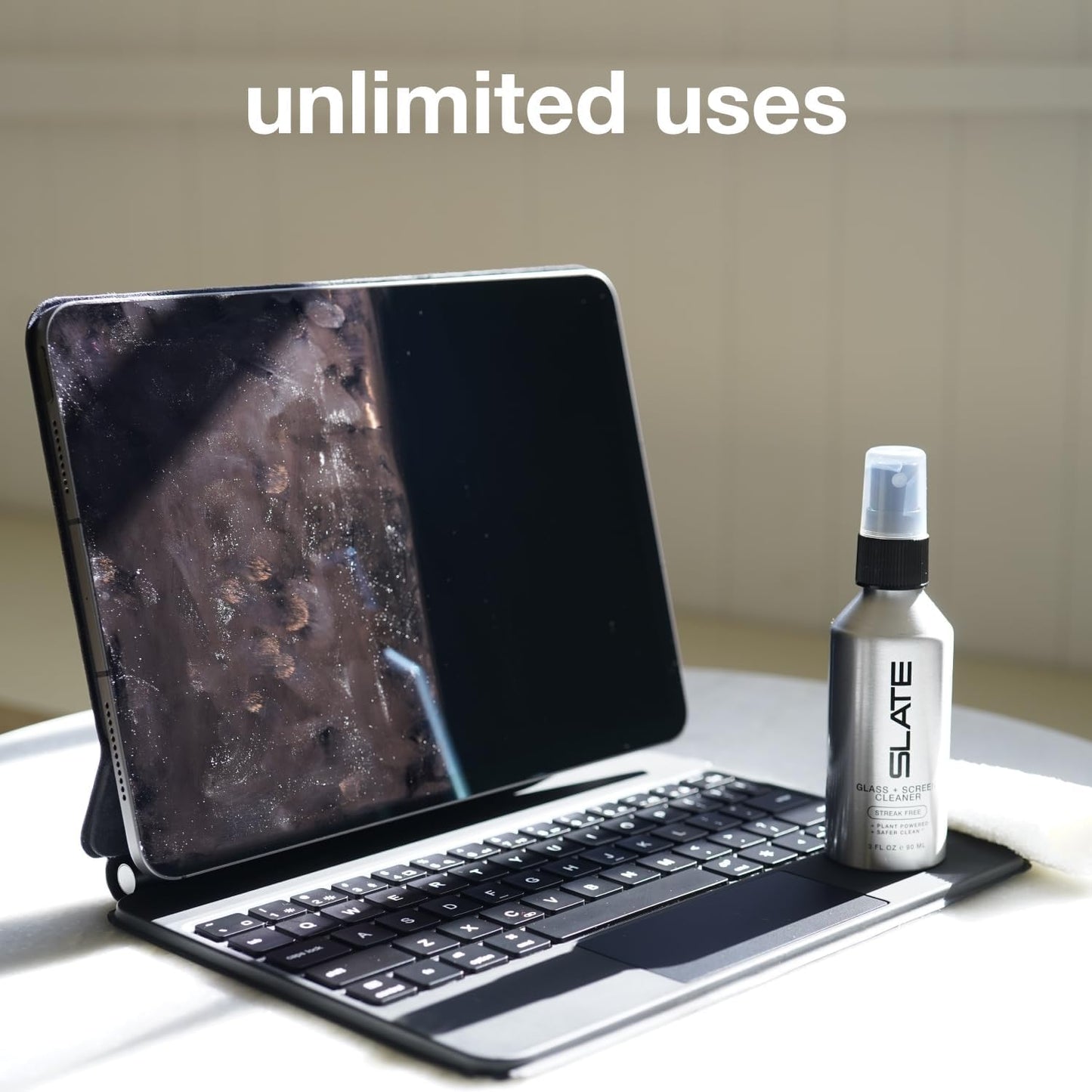 Slate Screen Cleaner Spray and Microfiber Cloth - Streak Free - Cleans Laptop, Computer, Tablet, Phone, TV, and Car Screens, Biodegradable Plant-Based Formula, Touch Safe, 3oz 2-Pack