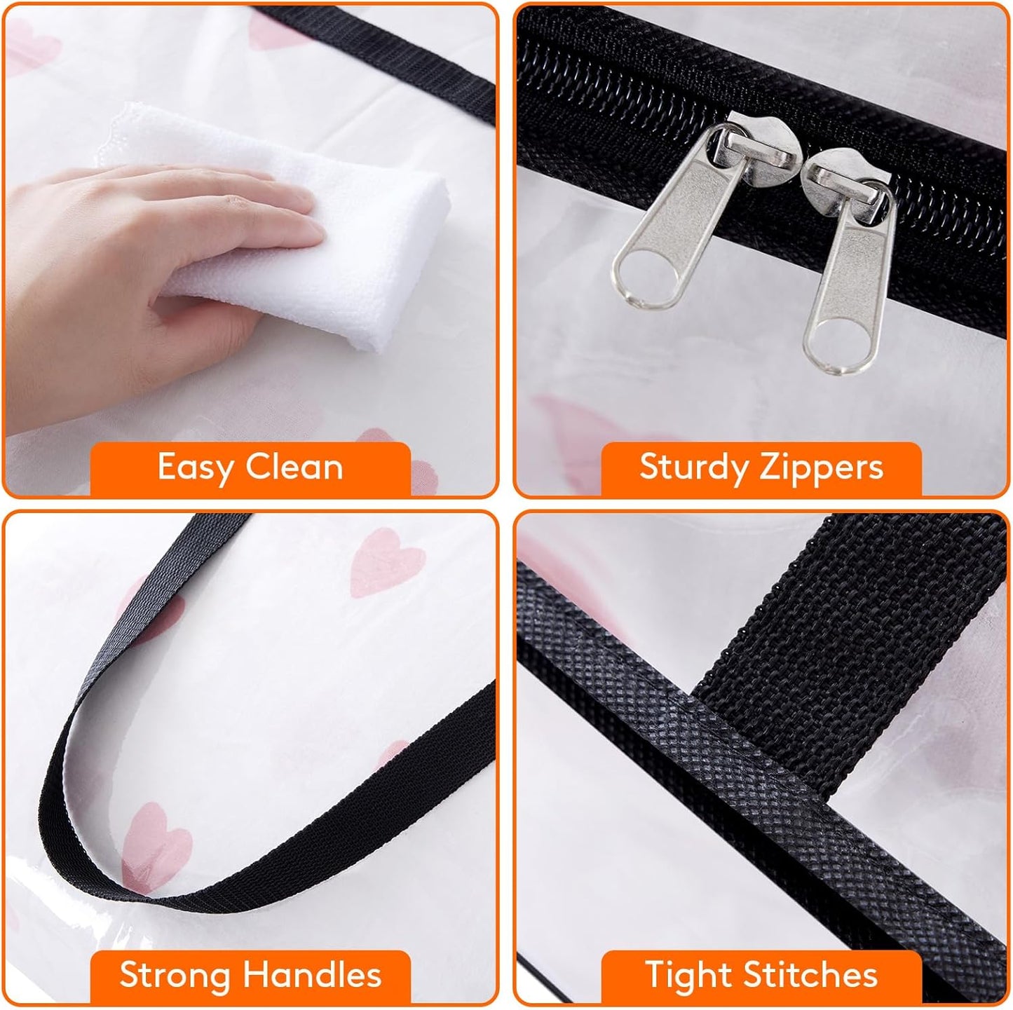 Lifewit 3 Pack Clear Clothes Storage Bags, 40L Plastic Blanket Storage Bag, Vinyl Foldable Moving Bags with Zipper, Closet Organizers and Storage Containers for Bedding, Duvet, Comforter