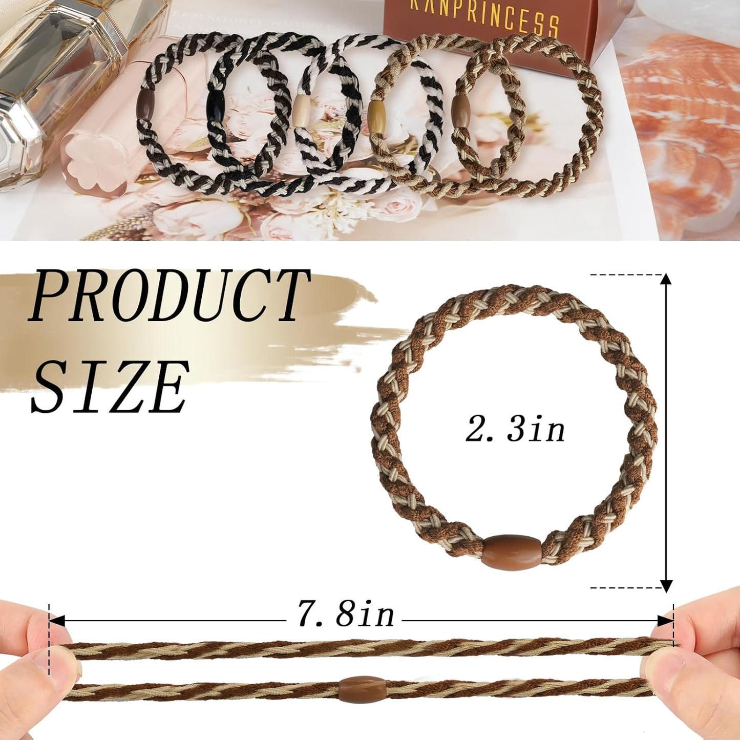 20Pcs Hair Ties For Thick Hair, Strong Stretchy Hair Bands For Women Girls, No Slip Braided Hair Ties No Damage, Ponytail Holders-Exceptionally Secure with Gentle Hold (Set 4)