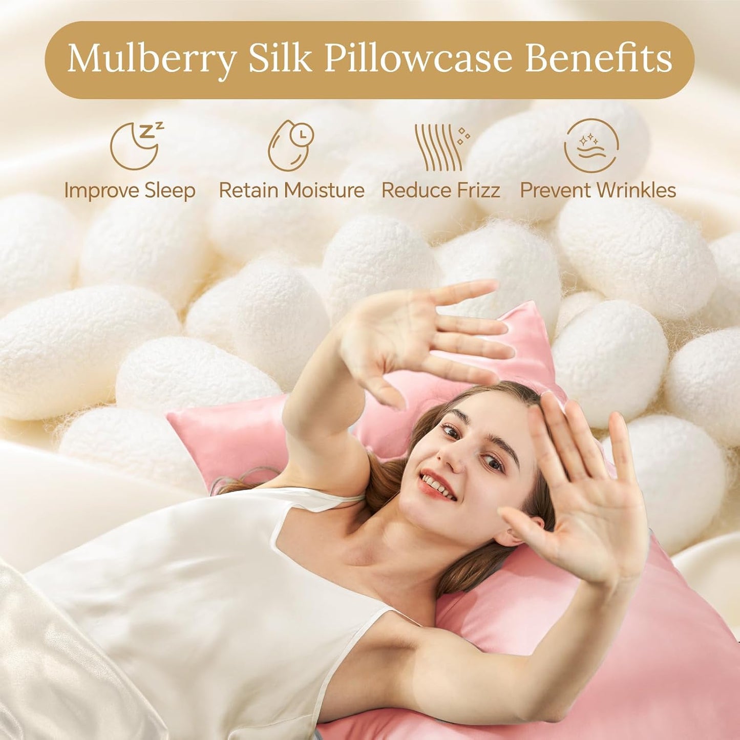 INFIIXSO Silk Pillow Cases 2 Pack Standard Size, Ultra Smooth & Soft Mulberry Silk Pillow Case for Hair and Skin, Breathable Cooling Silk Pillowcase with Hidden Zipper (Blush Pink, 20x26 Inches)