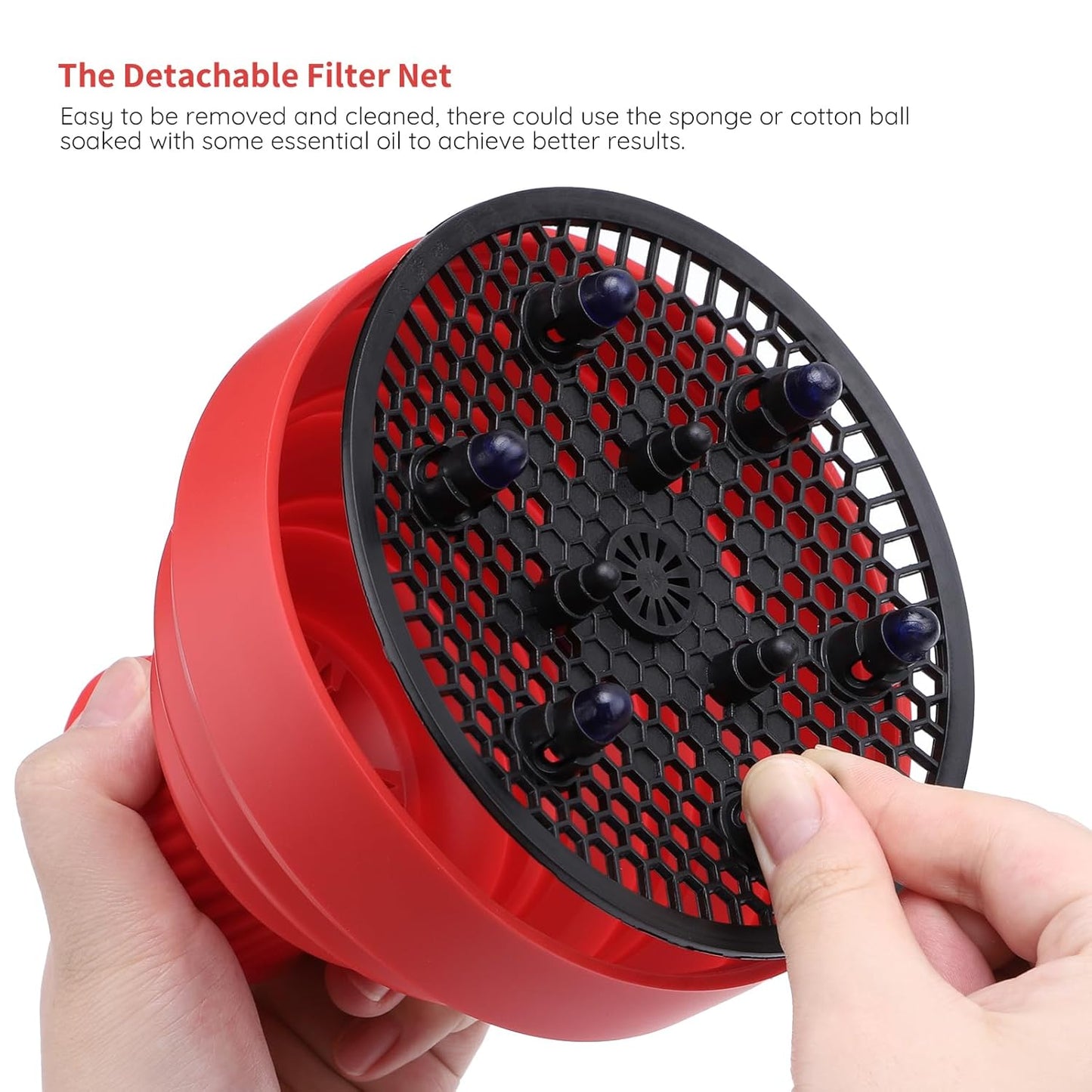 Segbeauty Collapsible Blow Dryer Diffuser, Travel Portable Hair Diffuser for Natural Curly Hair, Professional Lightweight Folding Diffuser Attachment for Dryers Nozzle 1.54 to 1.69 inches Red