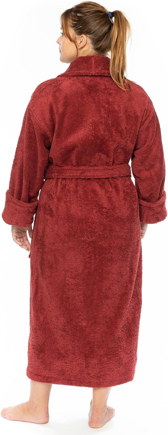 Classic Turkish Towels CTT Premium 100% Turkish Cotton Terry Cloth Bath Robe for Women & Men, Soft & Plush Long Unisex Robe