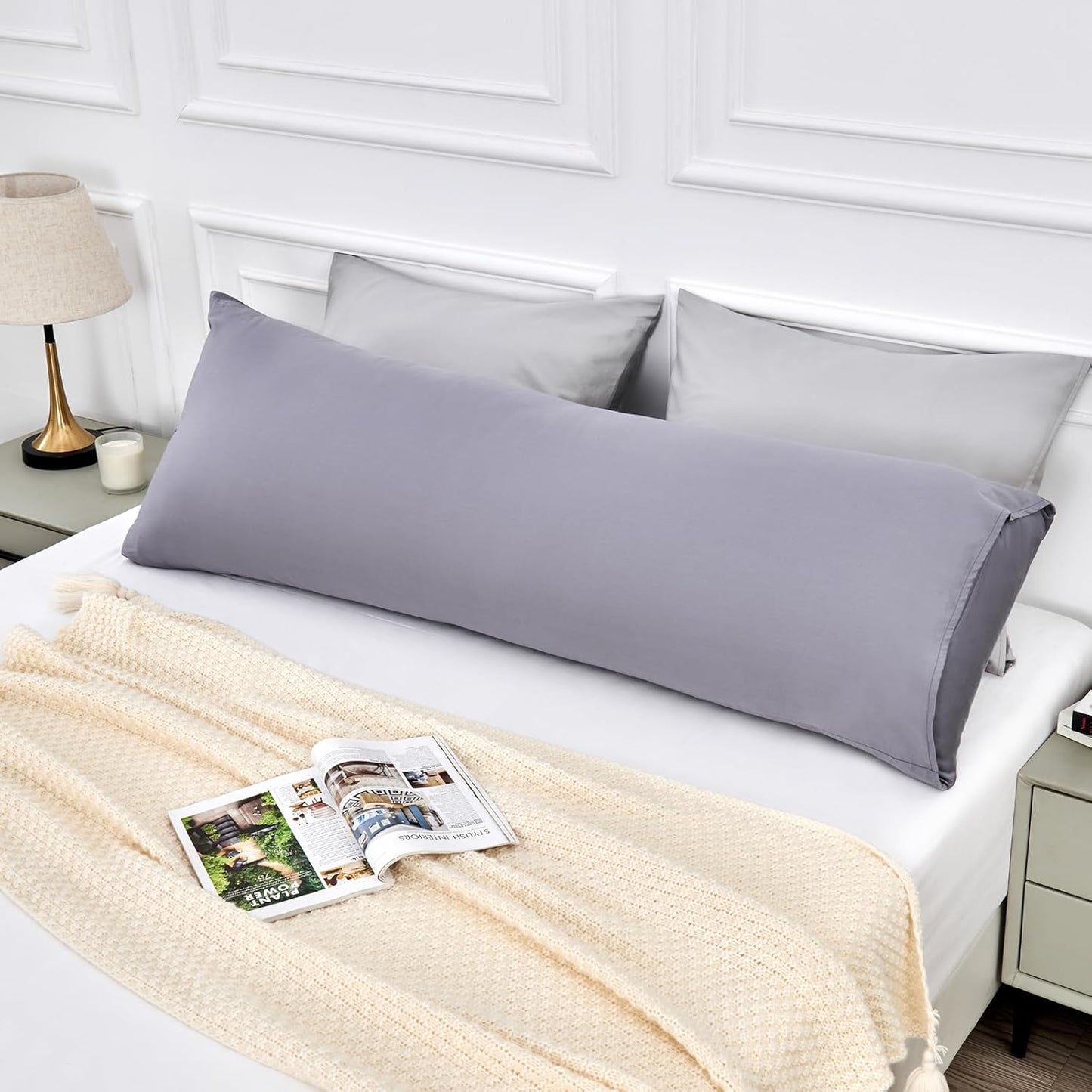 Warmstar Cotton Body Pillow Cover 1 Pack, 600 Thread Count Body Pillow case 20"x54", Long Body Pillow Case Cover Soft Breathable with Envelope Closure,Green