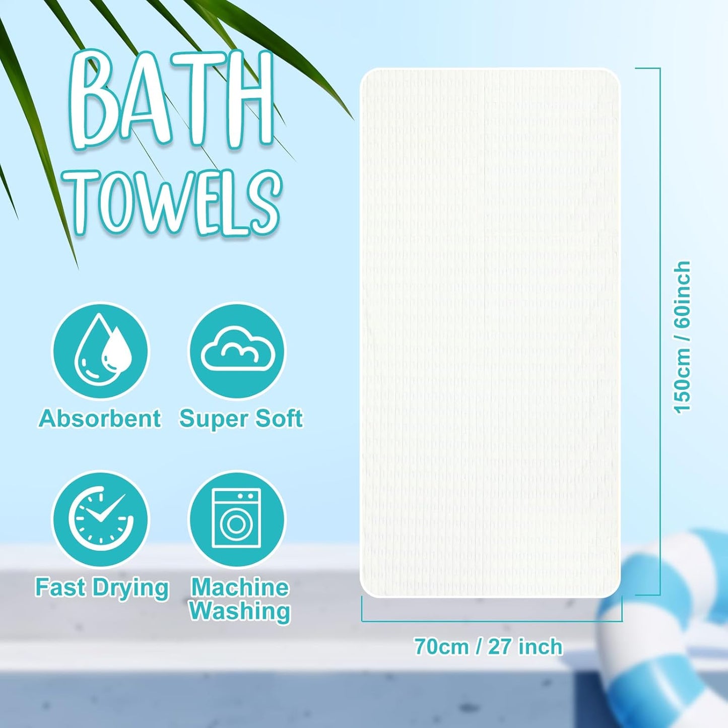 8 Pack Microfiber Bath Towels Bulk 27'' x 60'' Oversized Size Bath Towel Highly Absorbent Extra Large Soft Drying for Shower Beach Salon Winter Sport Spa Gym (Slub Velvet,White)