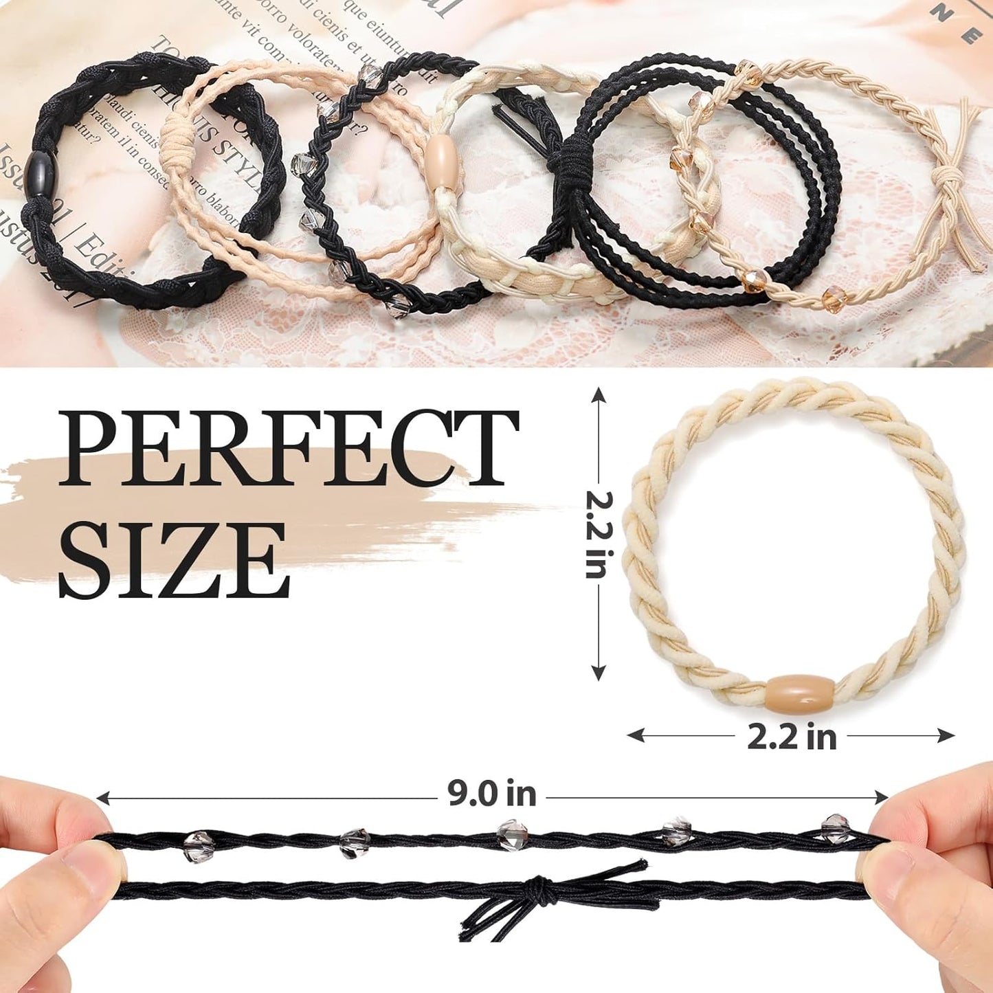 Boho Hair Tie Bracelets - Elastic Bands for Women's Ponytails, Daily Life, Sports, and Work (20pcs)