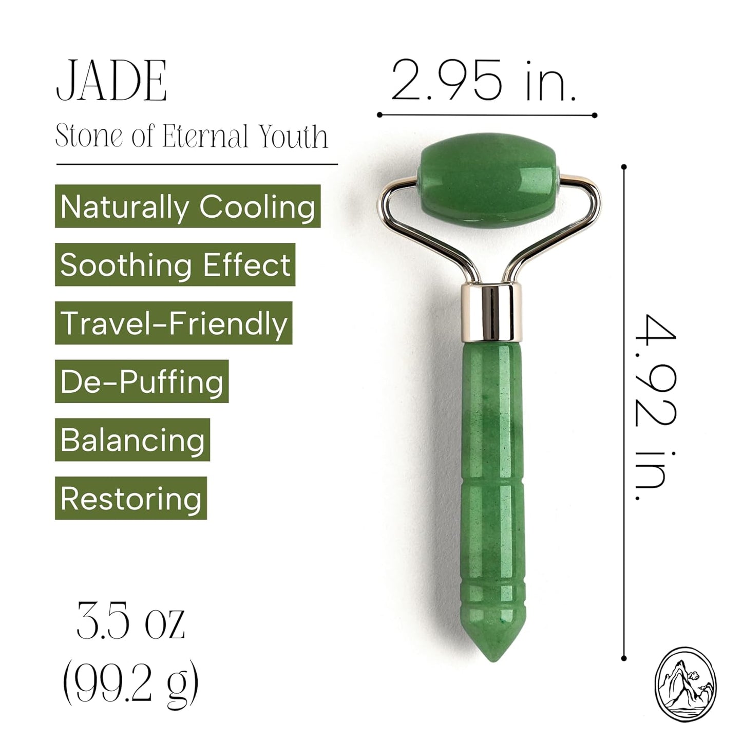 Mount Lai Mini Jade Face Roller - Authentic Jade Roller for Tension Relief, Puffiness & Radiant Skin, Relaxing Face Massager for All Skin Types