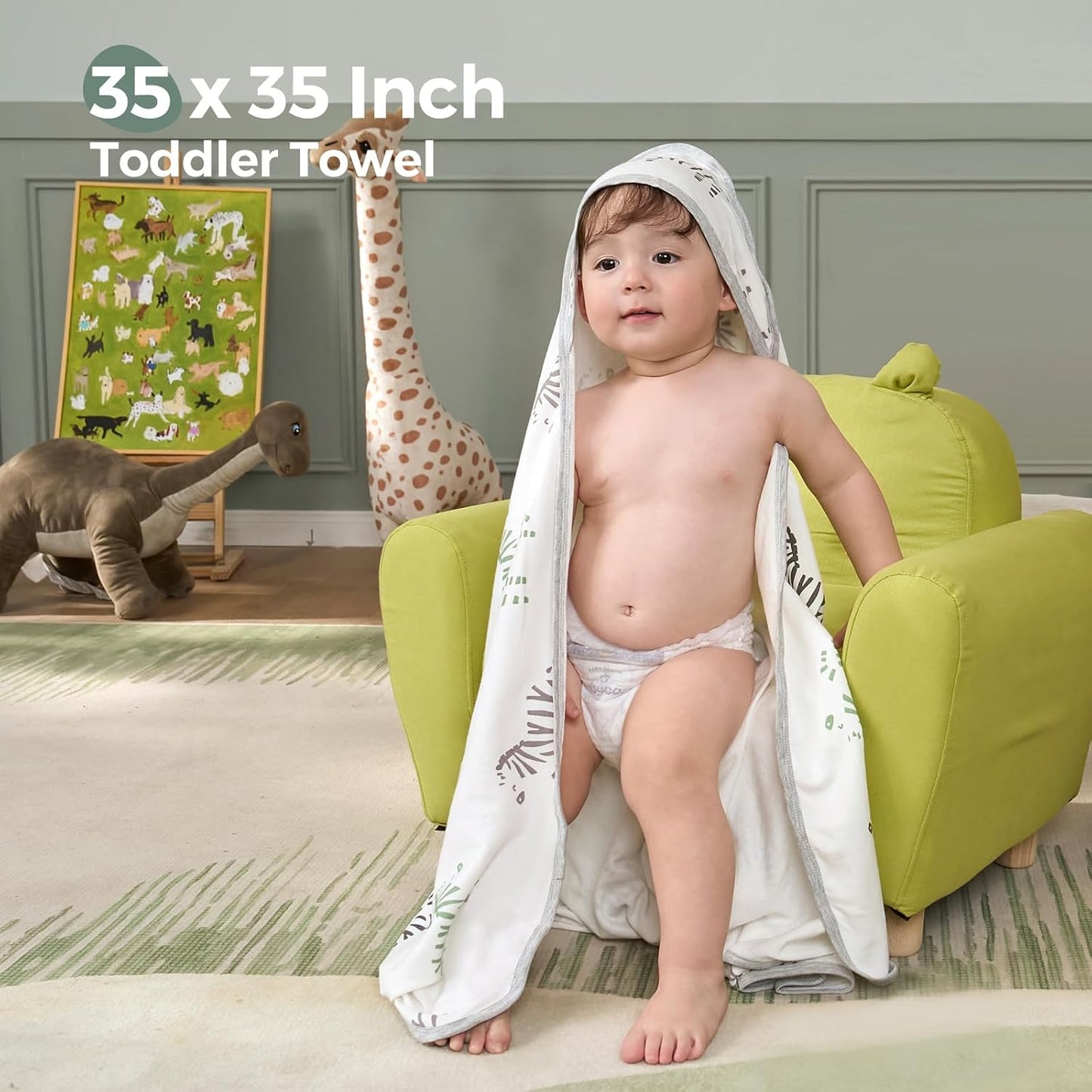 Momcozy Best Wishes Baby Towel with Hooded-Original Design Baby Towel Set -Soft & Absorbent- Shower Gifts or Bath Essential for Infant, Newborn, Toddler