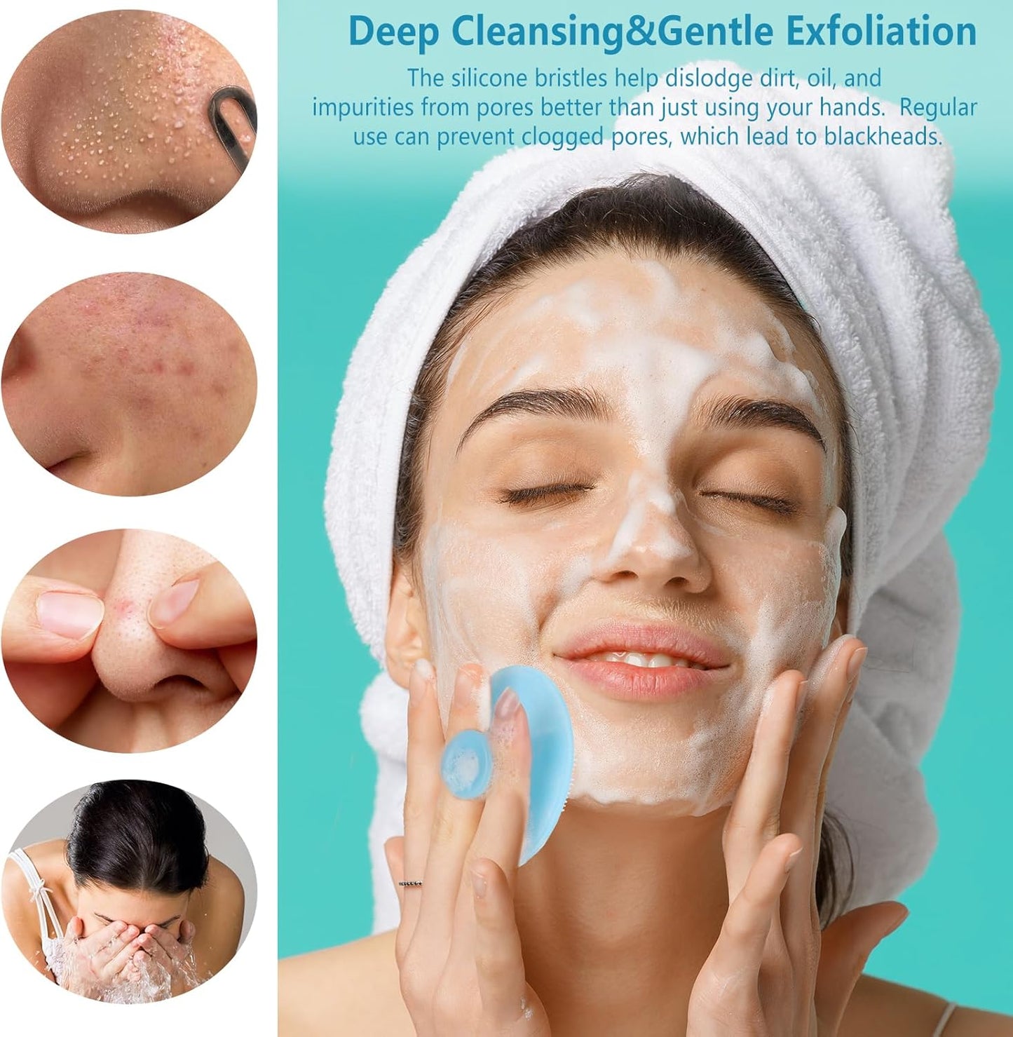 10 Pcs Silicone Face Scrubbers with Suction, Exfoliating Facial Cleansing Brush for Gentle Exfoliation & Deep Cleaning - Multi Colored