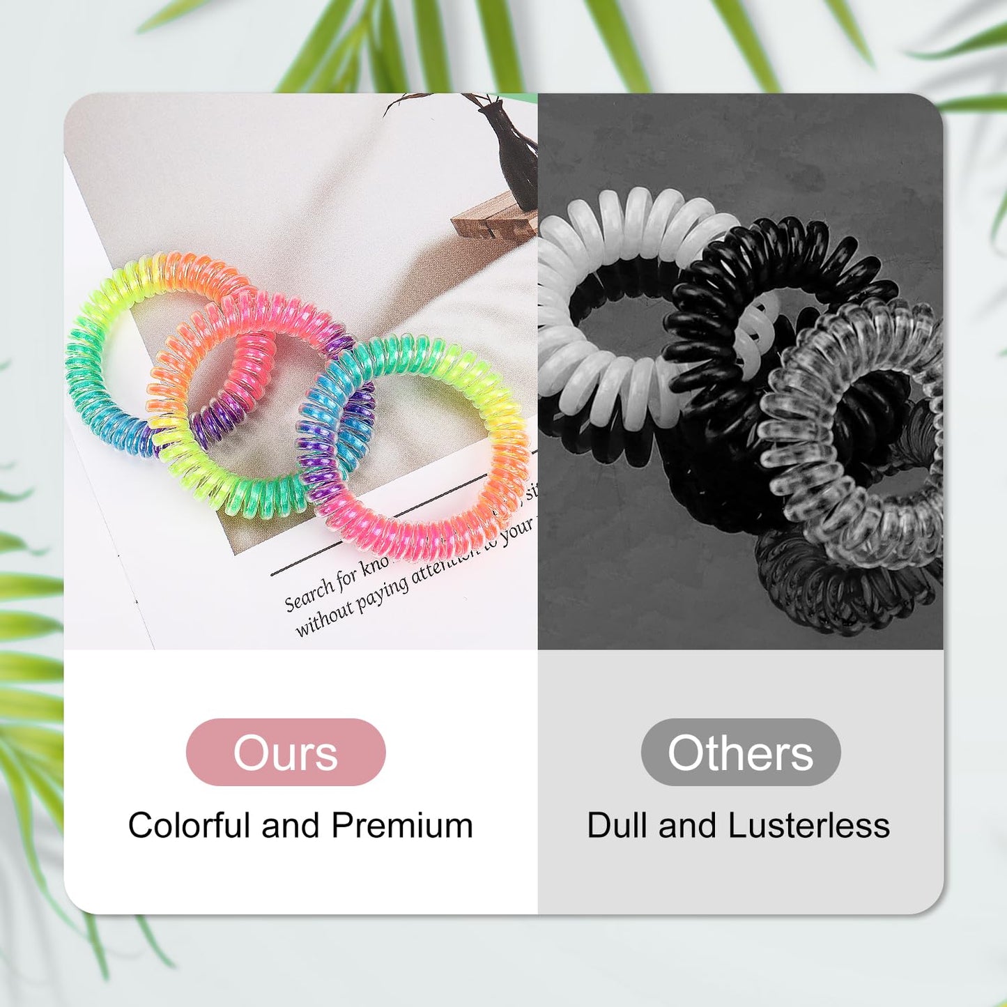 JessLab Spiral Hair Ties for Women, 10-Pack Traceless No-Damage Ponytail Holders, Coils Hair Bands for Girls, Assorted Colors