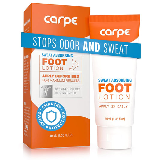 Carpe Sweat Absorbing Foot Lotion, A dermatologist-recommended solution to stop sweaty, smelly feet, Helps prevent blisters, Great for hyperhidrosis