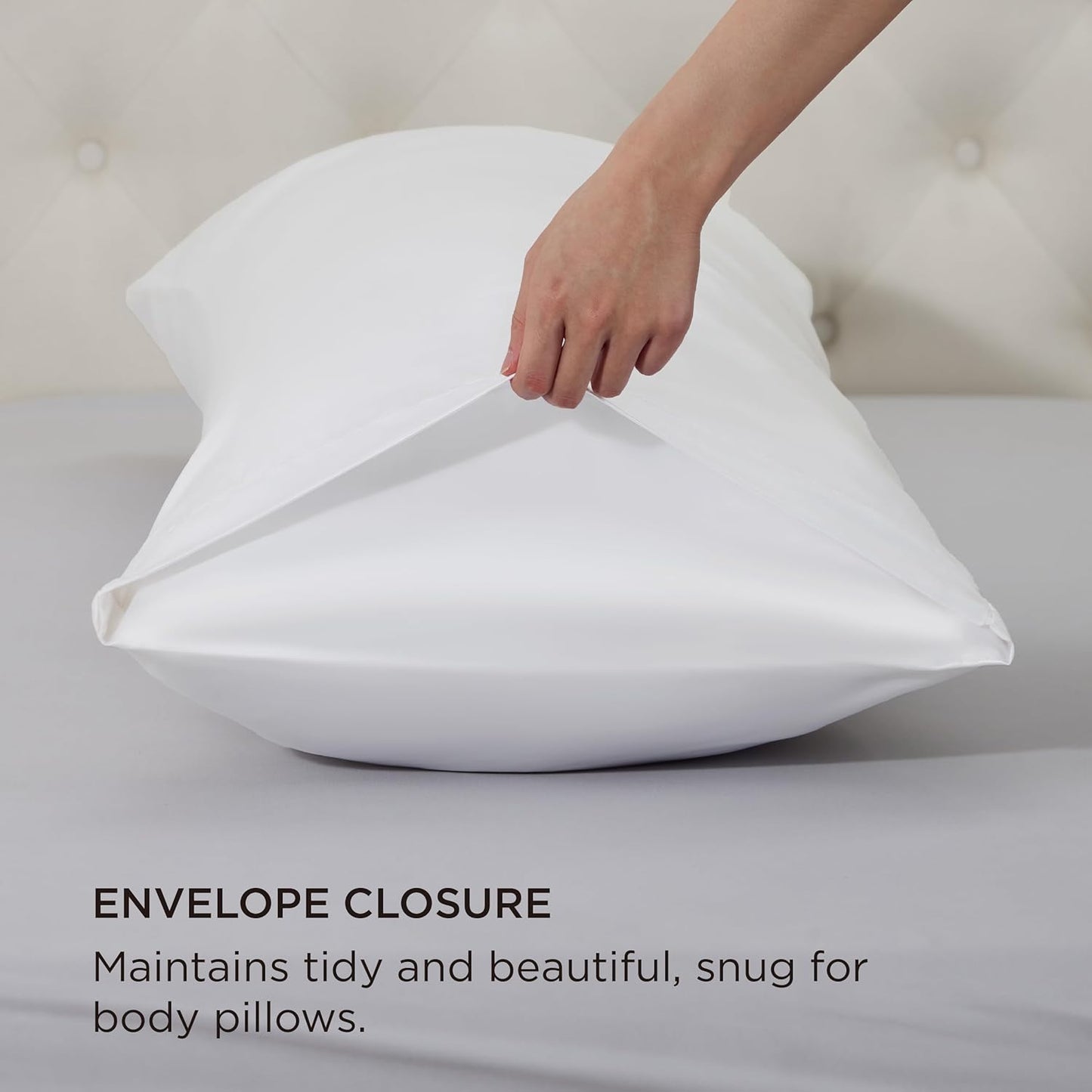 Bedsure Satin Body Pillow Pillowcase - Similar to Silk White Body Pillow Cover Case with Envelope Closure,Cooling and Silky Long Pillowcase for Hair and Skin,20x54 Inches