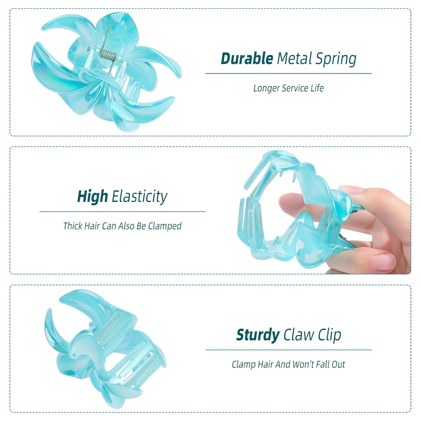 Brilliant Jelly Flower Hair Claw Clip for Women Girls 6 PCS Large Plumeria Flower Hair Clips for Thick Thin Hair Hawaii Hair Accessories