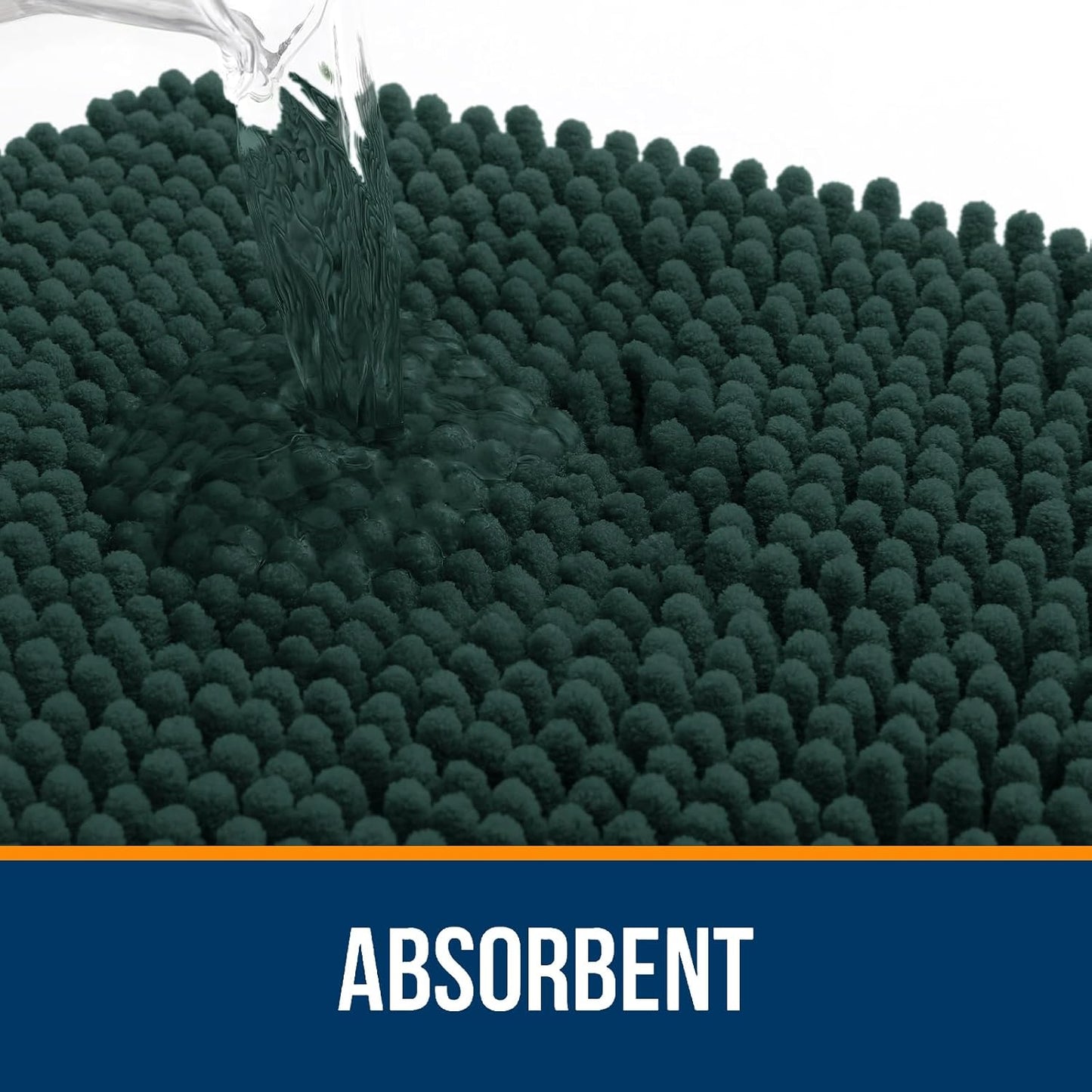 OLANLY Bathroom Rugs 30x20, Extra Soft Absorbent Chenille Bath Rugs, Rubber Backing Quick Dry, Machine Washable Bath Mats for Bathroom Floor, Tub and Shower, Home Decor Accessories, Blackish Green