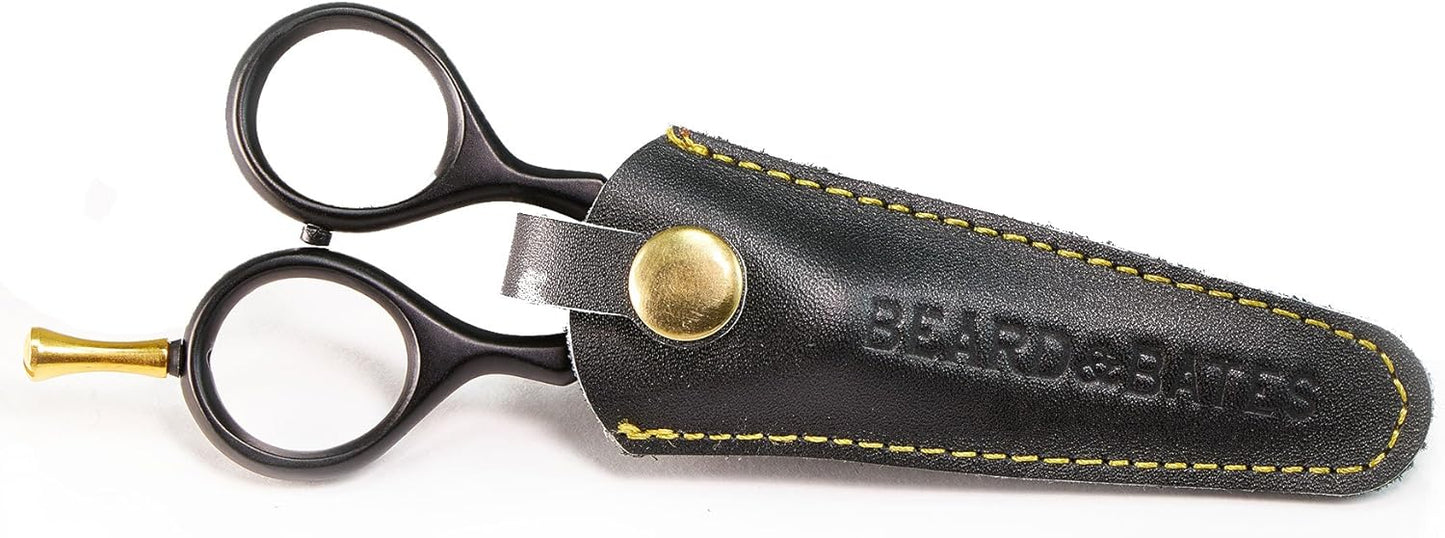 BEARD & BATES 1878 Black Label Shears | Premium Grooming Scissors with Holster for Beards and Mustaches