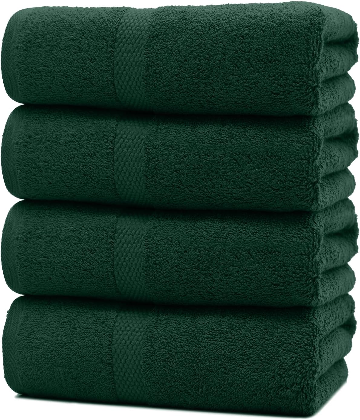 DAN RIVER Bath Towels Set of 4, 27 x 54 Inches, 100% Cotton, Larger & Lighter Weight, Quicker to Dry, Super Soft and Absorbent, Ideal Hotel Towels for Daily Use, Huntergreen