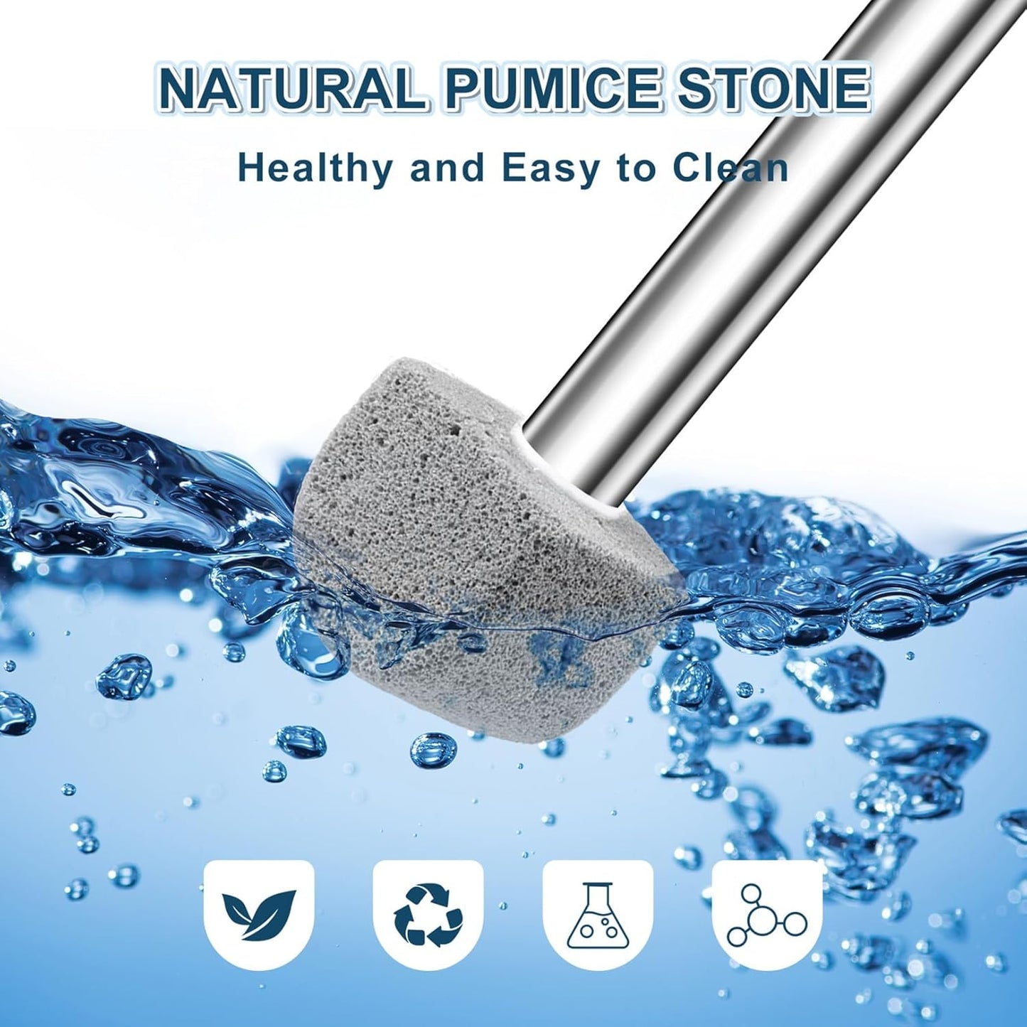 Pumice Stone Toilet Bowl Cleaner,16.7Inch Toilet Pumice Stone with Handle Cleans Hard Water Ring Calcium Buildup&Stains for Toilet Bath Kitchen Household Cleaning