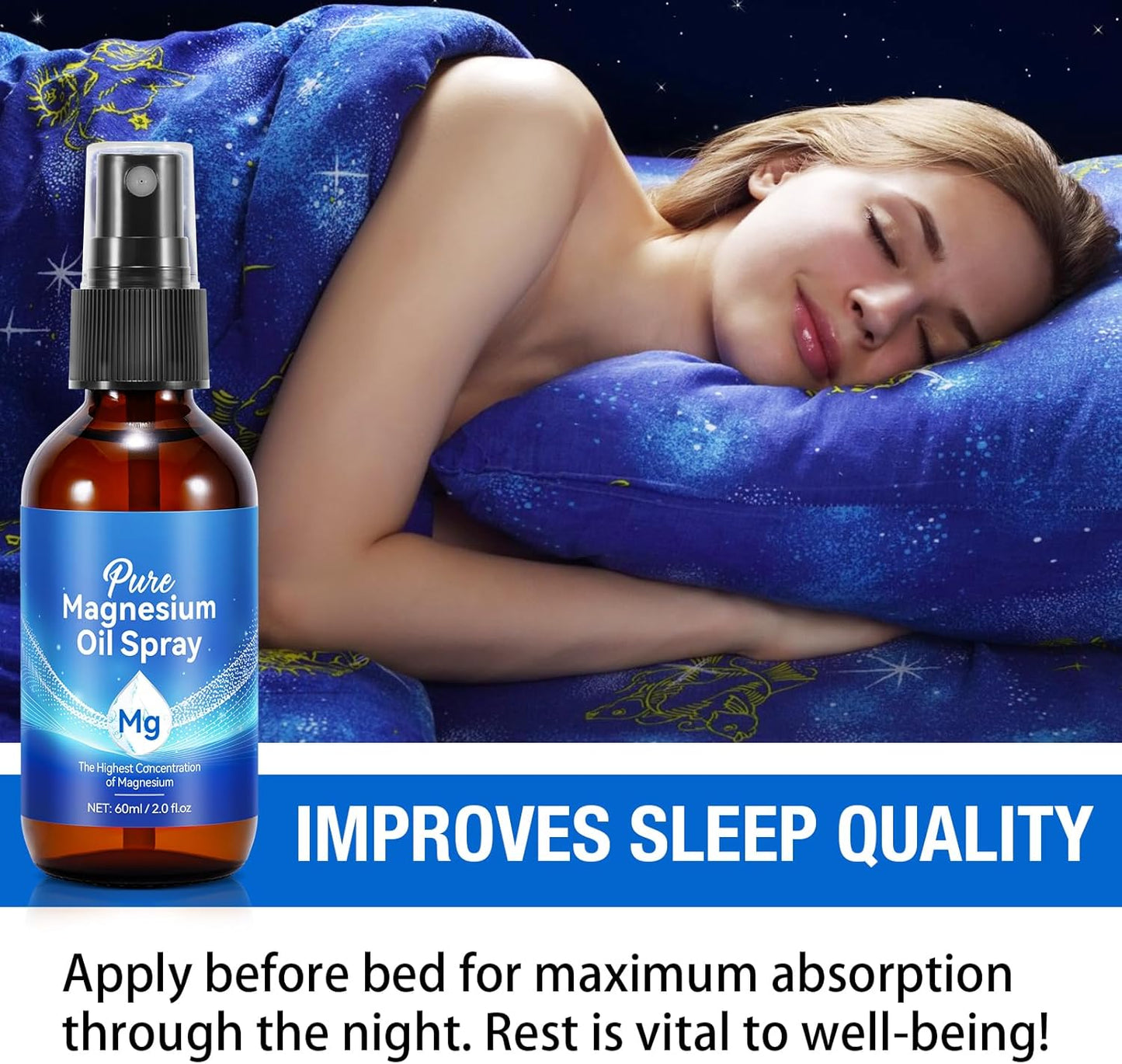 Generic Magnesium Oil Spray, Pure Magnesium Oil Spray for Feet, Nourish Skin and Promote Sleep, Topical Magnesium Oil 2 Fl.Oz