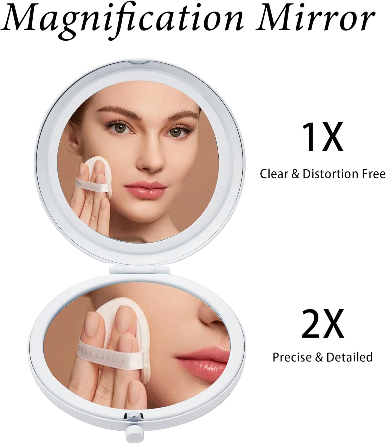 Compact Mirror, Pocket Travel Makeup Mirror for Purse, Metal Round Shell, 2-Sided 1X/2X Magnifying, Portable, Folding, Handheld, White,18 Pack