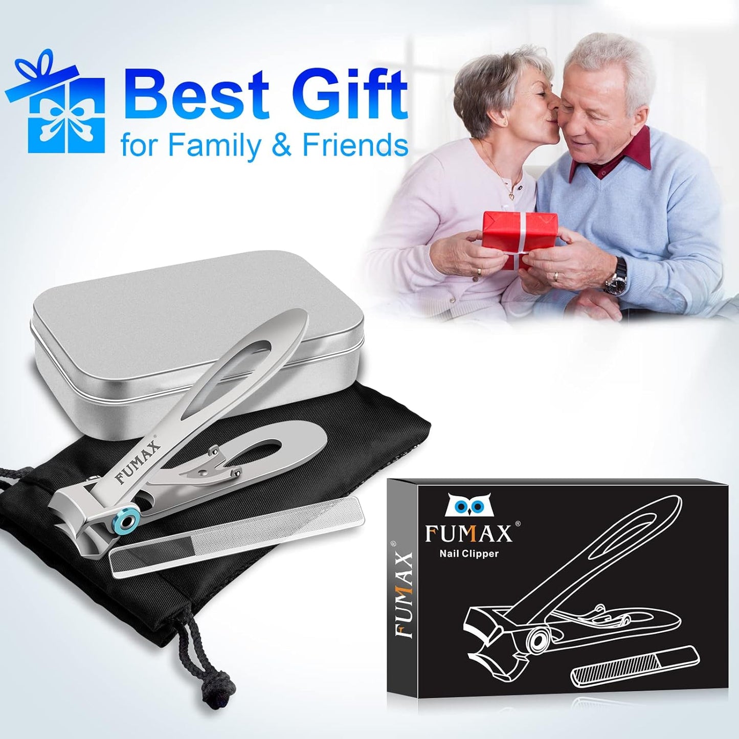 Toenail Clippers for Seniors Thick Toenails, Heavy Duty Nail Clippers for Men with 15mm Wide Jaw Opening, Large Toe Nail Clippers with Long Handle for Thick Nails Gift for Men Dad Him