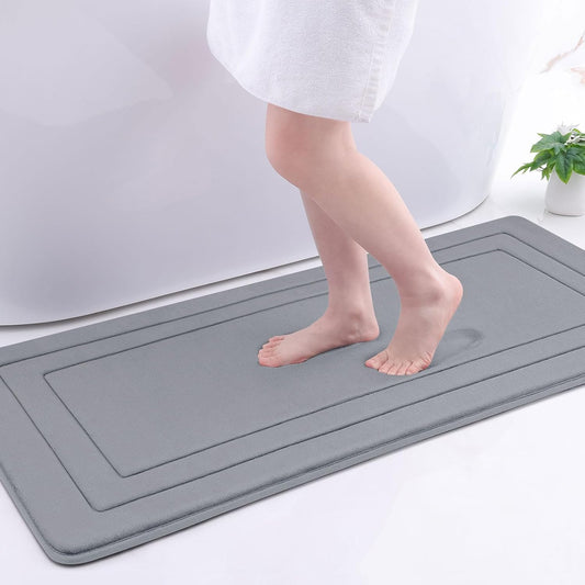 Arotive Memory Foam Bathroom Rug Mat 47x20, Ultra Soft and Absorbent Bath Mat, Machine Wash Dry, Comfortable Bath Rug Carpet for Bathroom Floor, Tub and Shower, Medium Grey