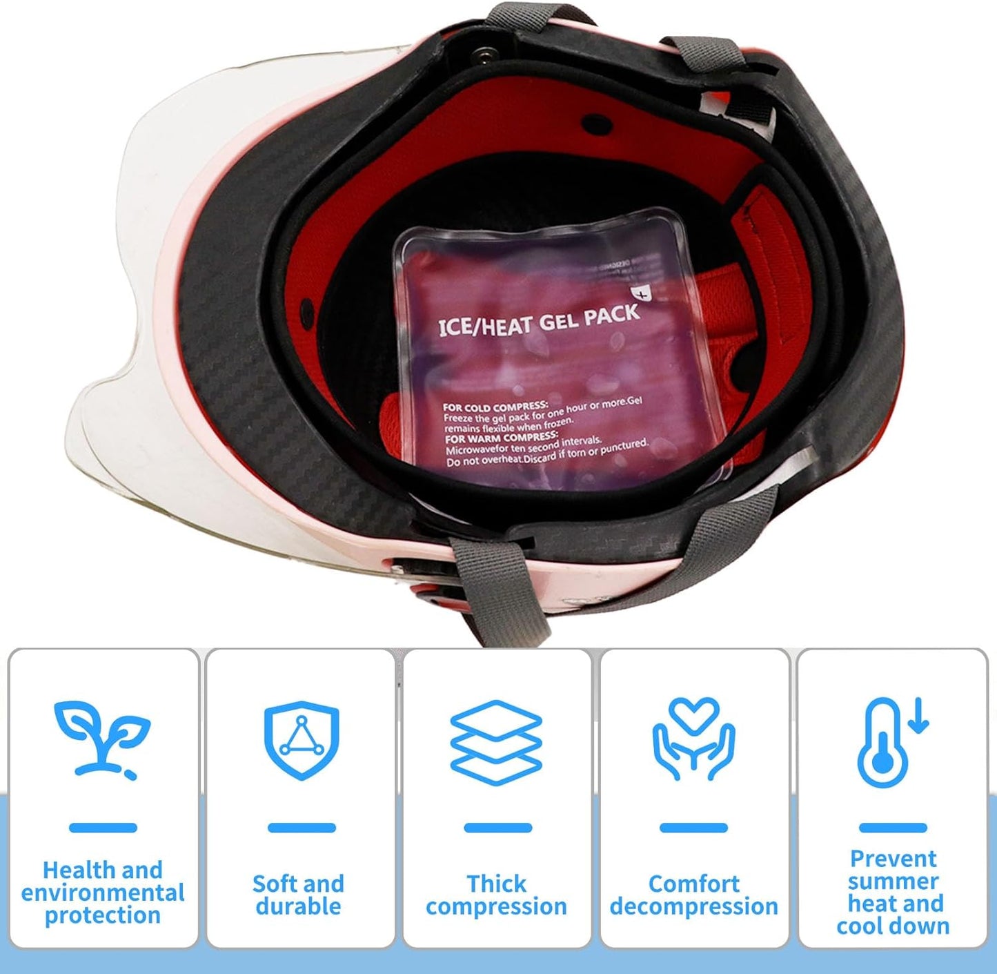 Reusable Cooling Gel Packs - Hat Inserts for Hard Hats & Caps Plus Universal Cold Therapy Wrap | 4-Hour Relief for Headaches, Injuries, Construction & Heat