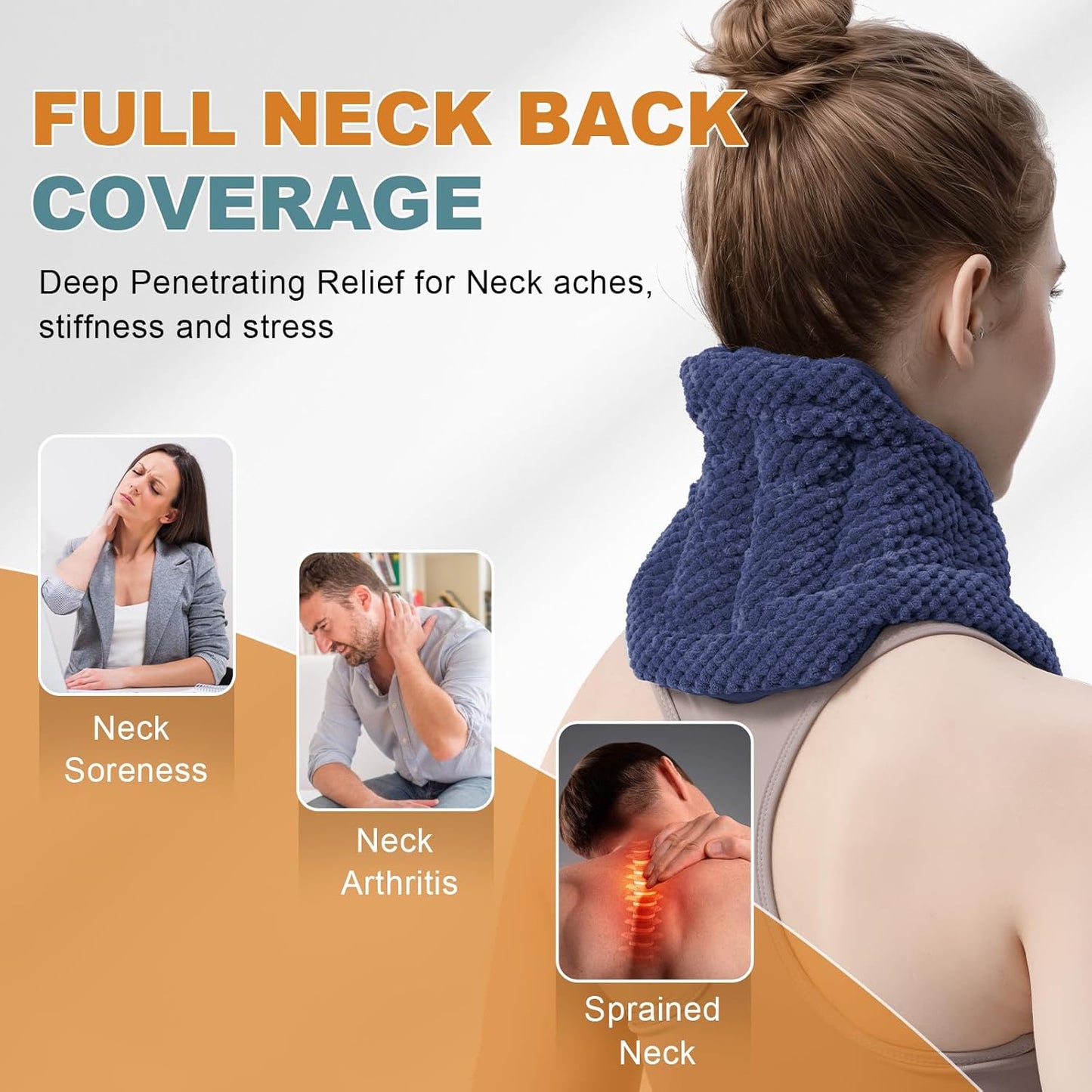 uncn Microwavable Heating Pads for Neck and Shoulders Pain Relief Microwave Heat Pack Versatile Weighted Moist Heated Neck Wrap Reusable Herbal Nature Calming Beanbag Warm Compress 29X7 in 2.4Pounds