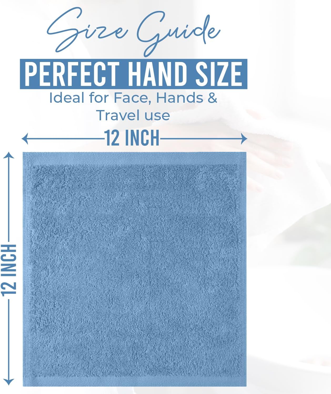 DAN RIVER 100% Cotton Wash Cloths 24 Pack [12x12] Soft & Absorbent wash rag, Gym, Hotels & Spa Perfect for Everyday Use Fingertip Towels, M-Blue