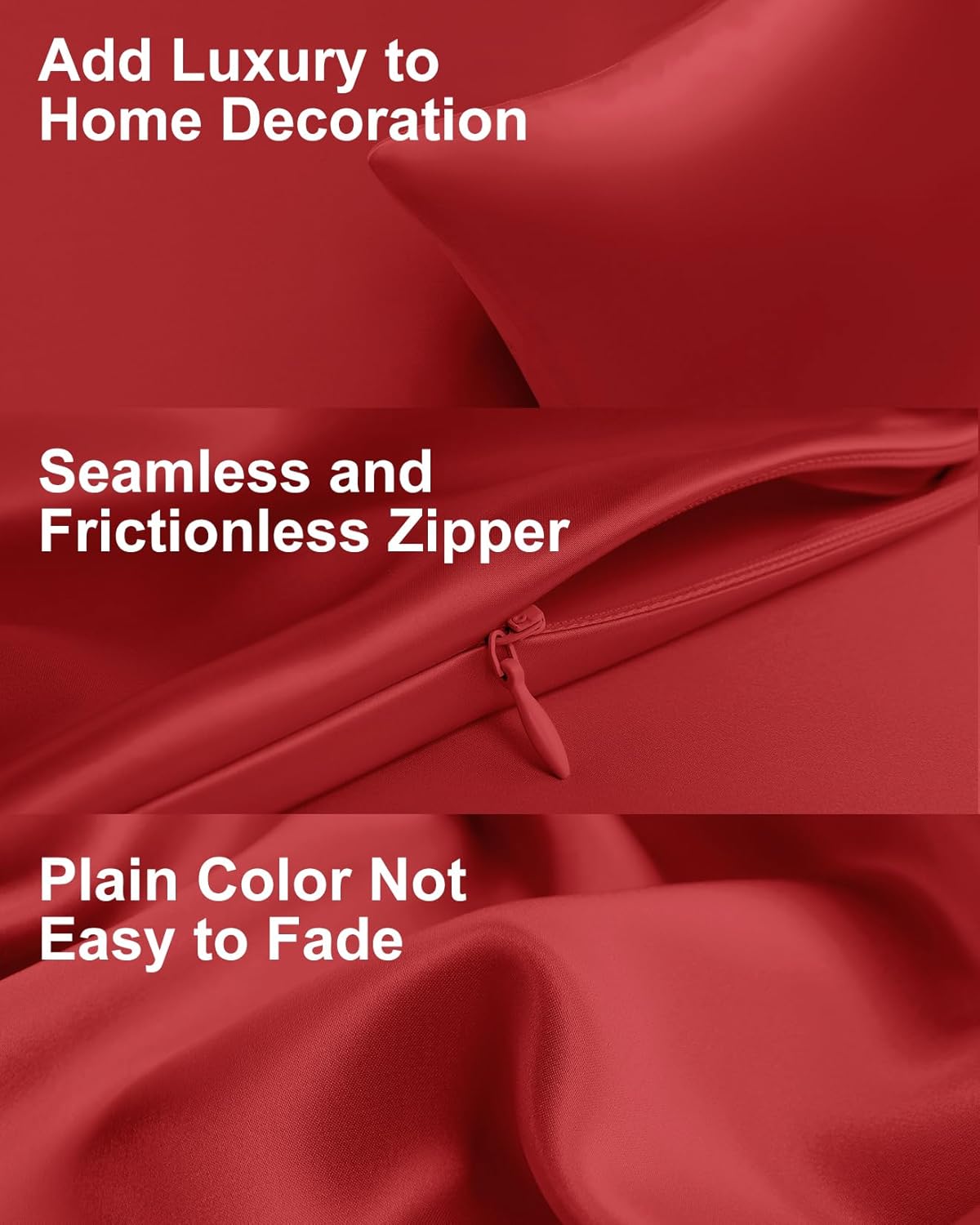 THXSILK 100% Silk Pillowcase for Hair and Skin, Both Sides Grade 6A+ Natural Mulberry Silk Pillow Case with Hidden Zipper, Soft and Smooth Red Pillowcase(1pc, Queen Size 20"x30")