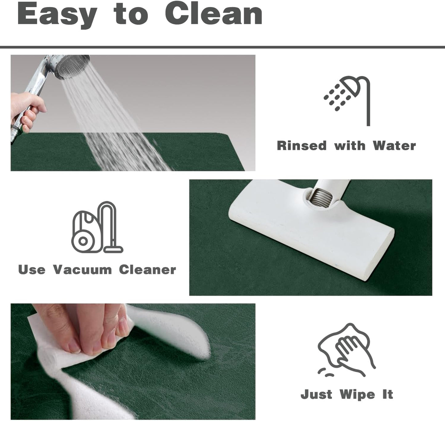 Bath Mat, Bathroom Rugs Non Slip Washable Thin Absorbent Quick Dry Bath Mat Fits Under Door Bathroom Floor Mat Perfect for Bath, Shower, or Sink 36"x60" Dark Green