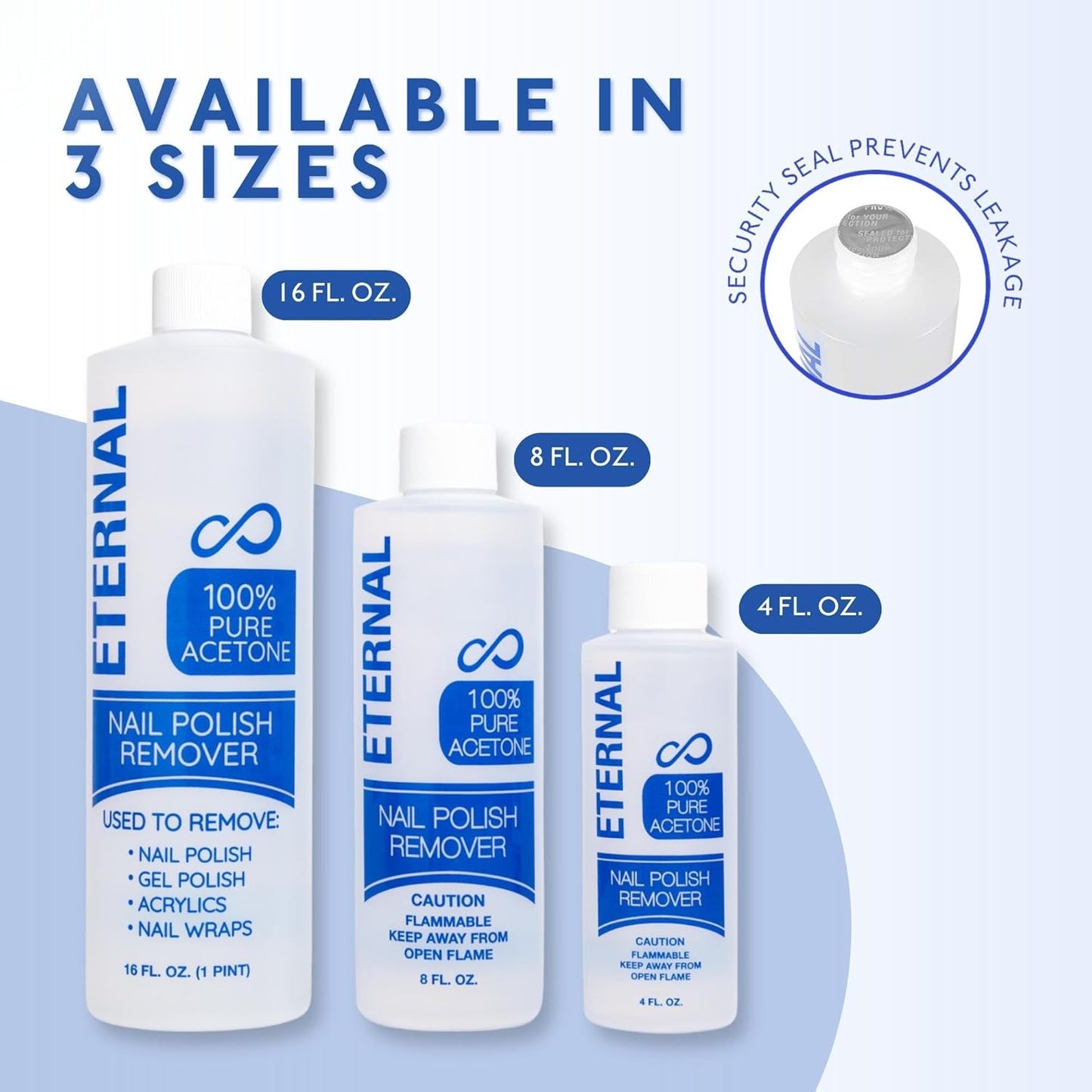 Eternal Gel Polish Remover for Nails - 100% Acetone Nail Polish Remover | Pure Acetone To Remove Acrylic Nails, Natural, Glue, Gel, Acrylic & Dip | Gel Nail Remover - 16 Fl Oz (Pack of 1)