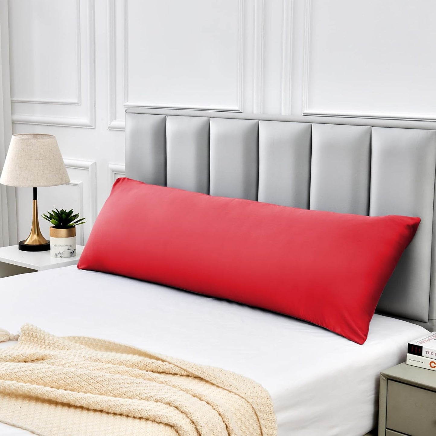 Warmstar Cotton Body Pillow Cover 1 Pack, 600 Thread Count Body Pillow case 20"x54", Long Body Pillow Case Cover Soft Breathable with Envelope Closure,Red