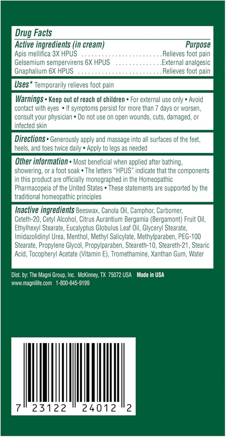 MagniLife DB Pain Relieving Foot Cream, Calming Relief for Burning, Tingling, Shooting & Stabbing Foot Pain, Moisturizing Foot Cream Suitable for Diabetic and Sensitive Skin - 2 Packs of 4 oz Jars