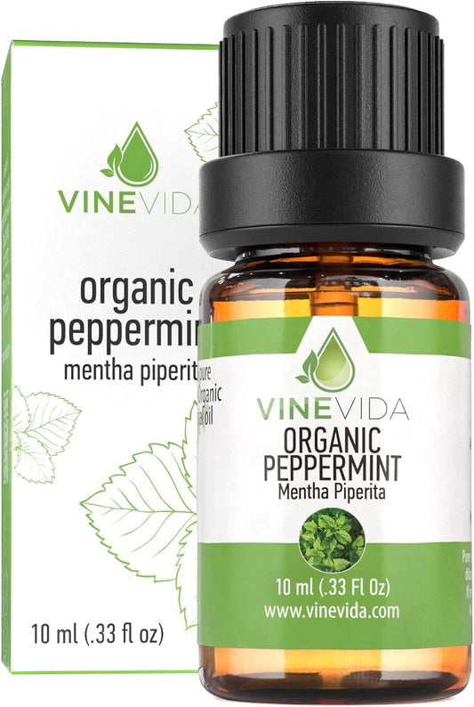 VINEVIDA Organic Peppermint Essential Oil 10 mL - Undiluted Candle Oil Scent for DIY Candlemaking and Soap Making