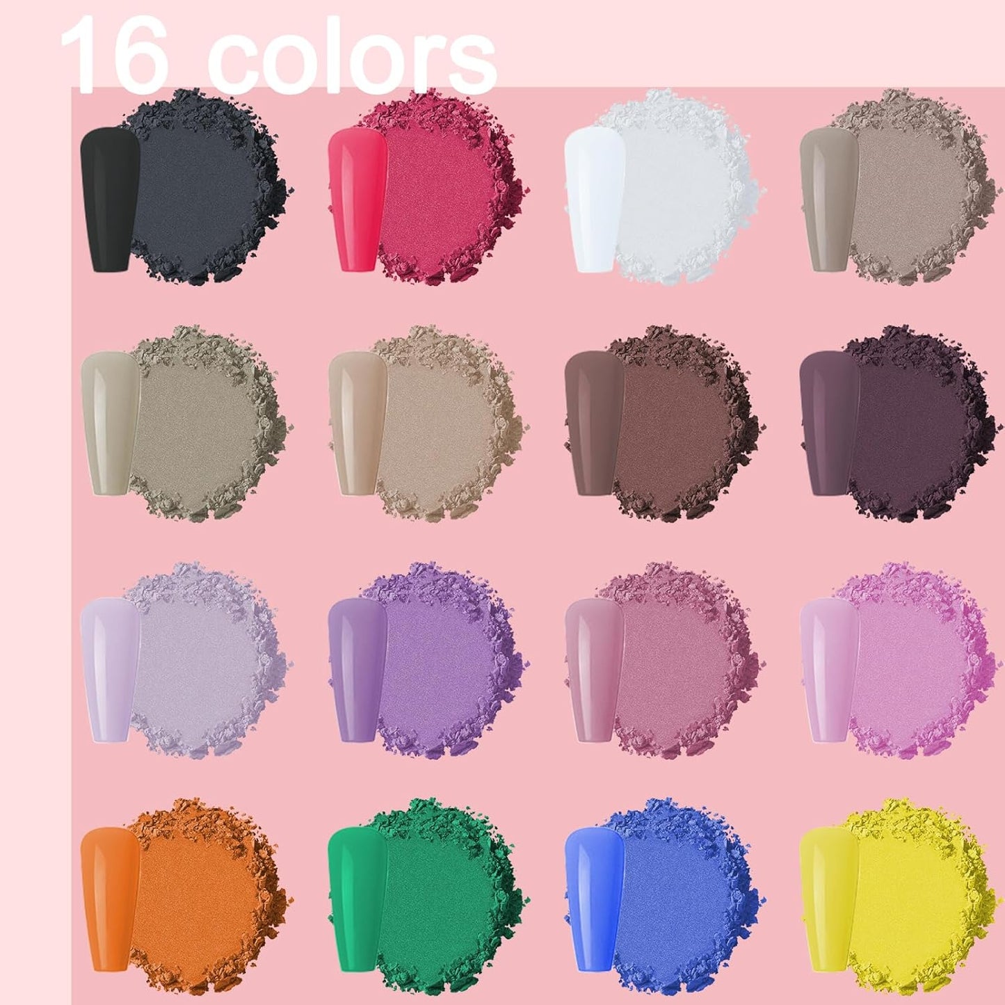 16 Colors Nail Pigment Powder Palette, Solid Pigment Powder for Nails Set Colored Nail Powder Pigmentos para Uñas, Professional Nail Art Palette Manicure DIY Accessories