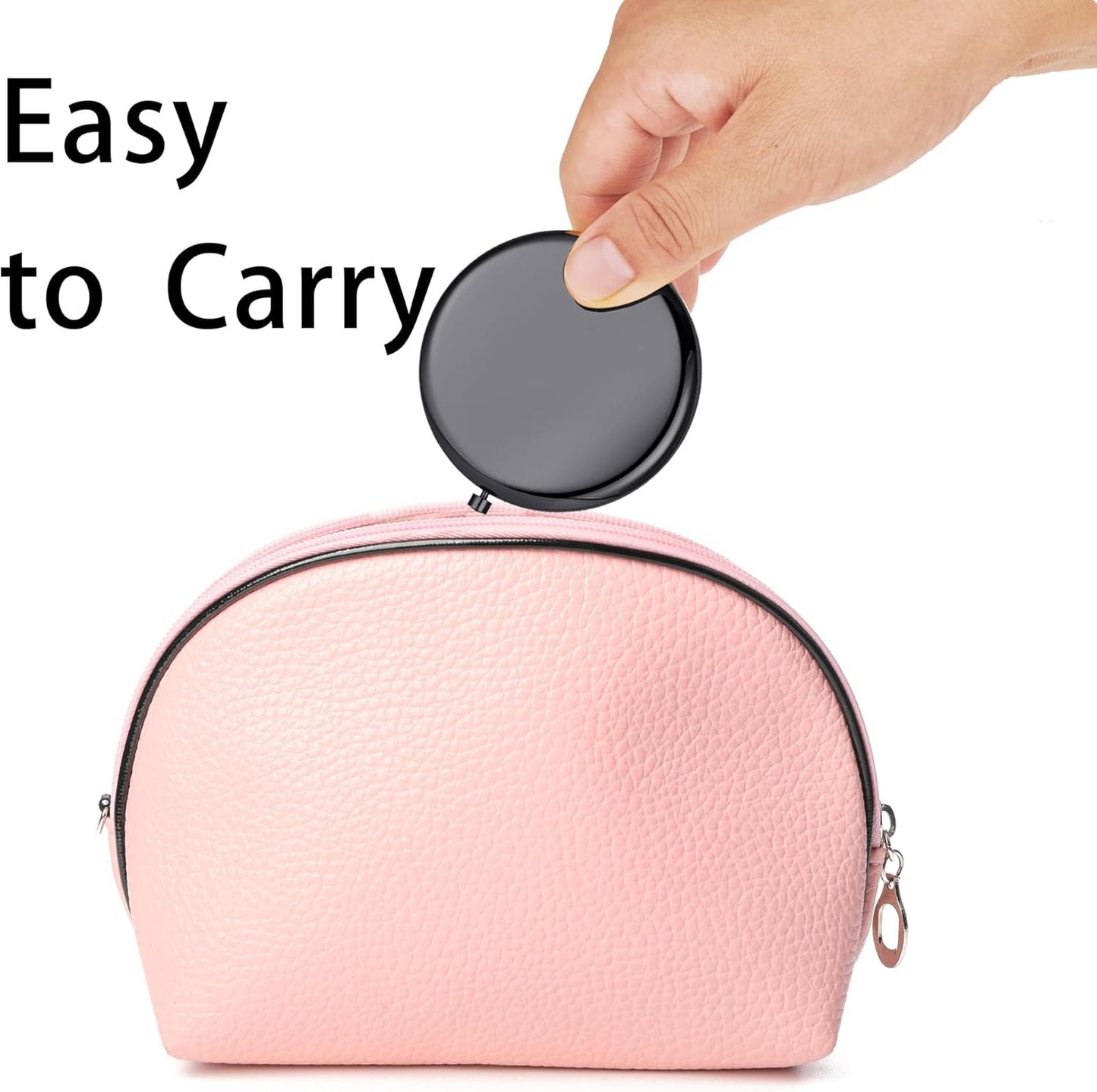 Compact Mirror, Pocket Travel Makeup Mirror for Purse, Metal Round Shell, 2-Sided 1X/2X Magnifying, Portable, Folding, Handheld, Black, 6 Pack