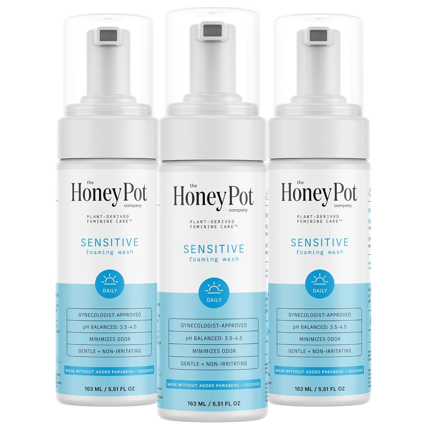 The Honey Pot Company - Sensitive Feminine Wash - Herbal Infused - PH Balanced Plant Based Natural Hygiene Products - 5.51 Fluid Oz (Pack 3)