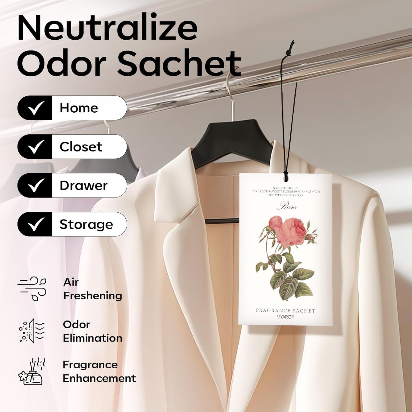 12 Pcs Rose Sachets Long Lasting Air Freshener Fragrance Potpourri Bags Odor Eliminator for Home Closet Drawer Deodorizer