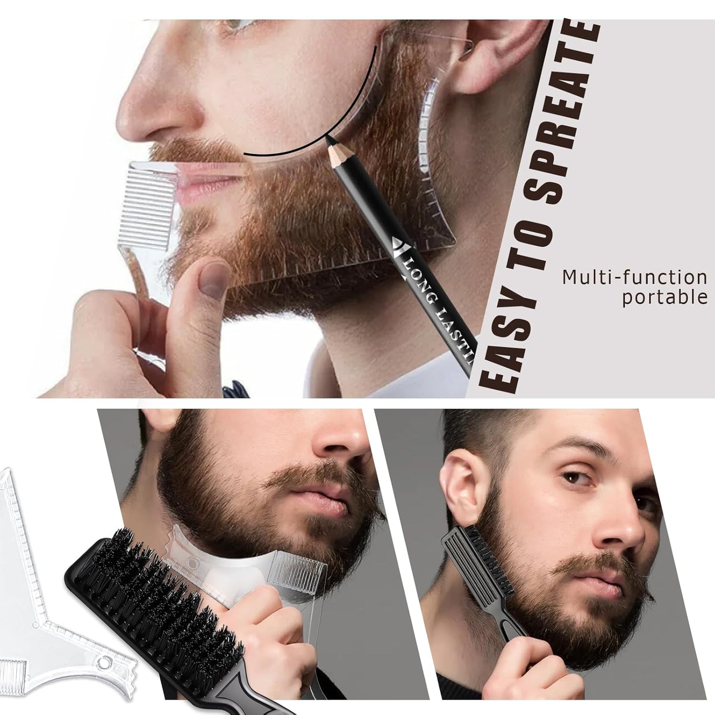 Barber Pencil for Lineup Magic Hairline Beard Guide Shaping Pencils Barber Chalk for Design Hairline Razor Trace Black Brown White Barber Pencils Set with Sharpener Ruler Brush for Men
