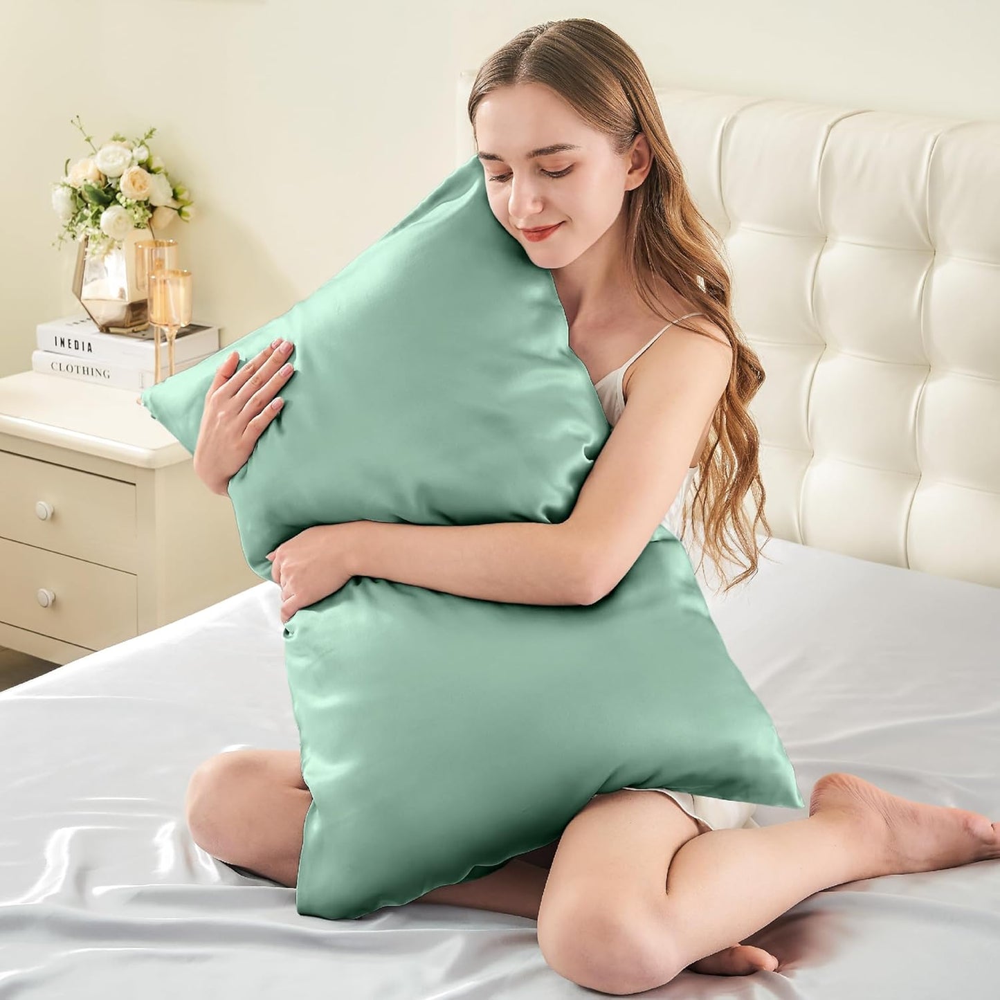 INFIIXSO Mulberry Silk Pillowcase for Hair and Skin, Silk Pillow Cases King Size with Hidden Zipper 20x40 Inches, Super Smooth and Soft Cooling Pillow Cases for Hot Sleepers(Mint Green, 1 Pack)