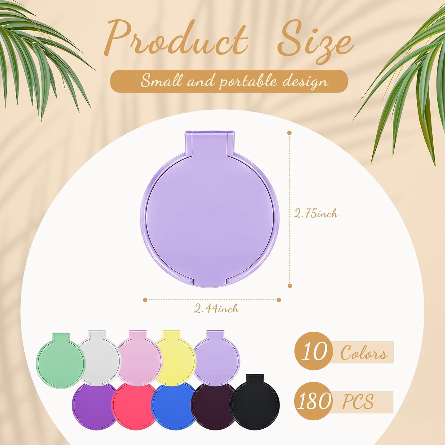 Juexica 180 Pcs Compact Mirror Bulk for Women Mini Folding Mirror Portable Pocket Makeup Round Small Vintage Travel for Cosmetic Purse Bag Gifts Mom Daily Use (Classic Colors)
